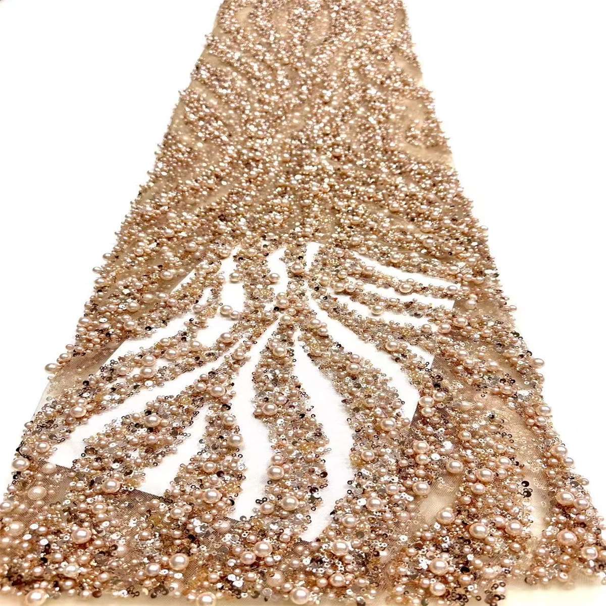 Embellished Beaded Tulle Lace Fabric with Beads | MPN HN387