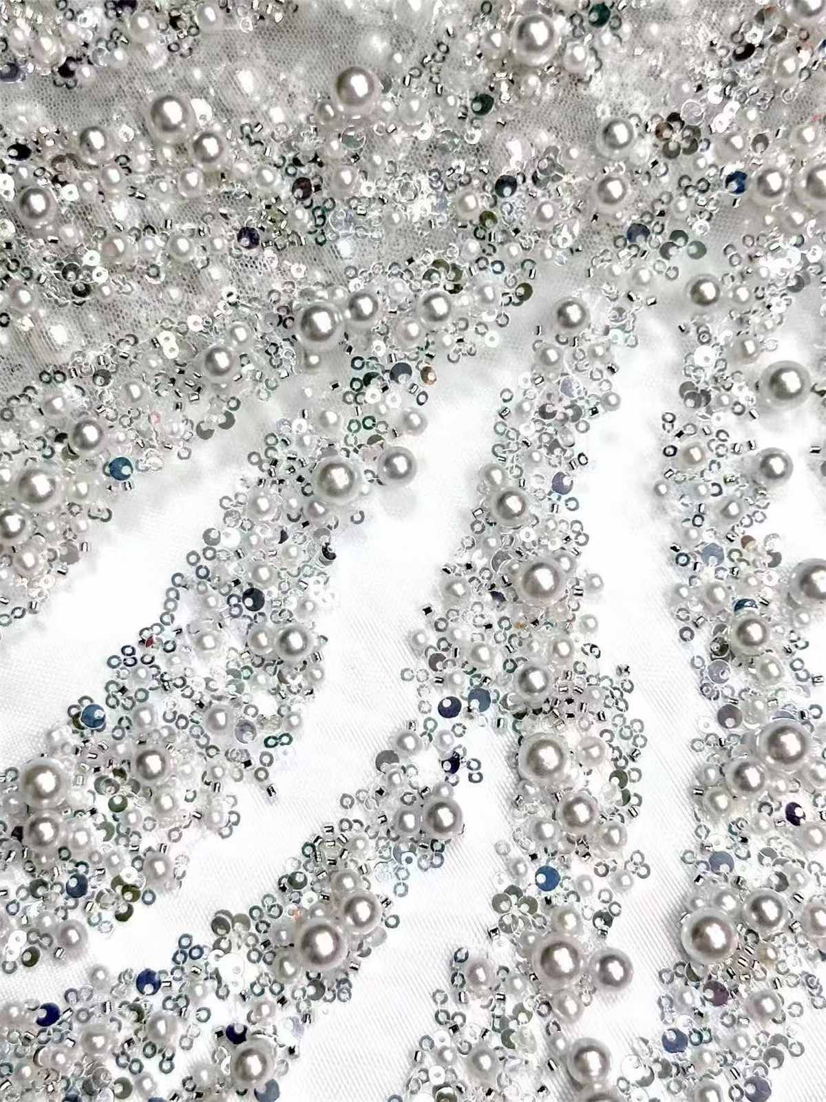 Embellished Beaded Tulle Lace Fabric with Beads | MPN HN387