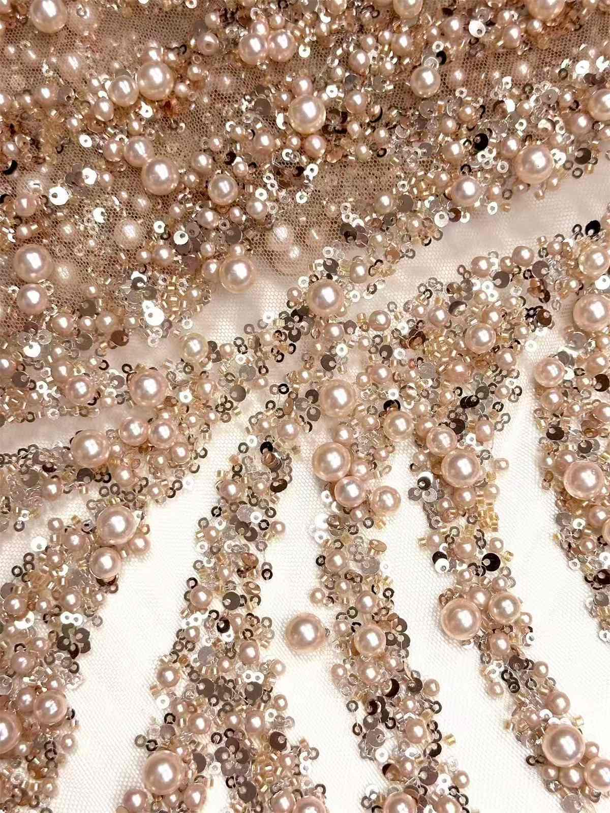 Embellished Beaded Tulle Lace Fabric with Beads | MPN HN387