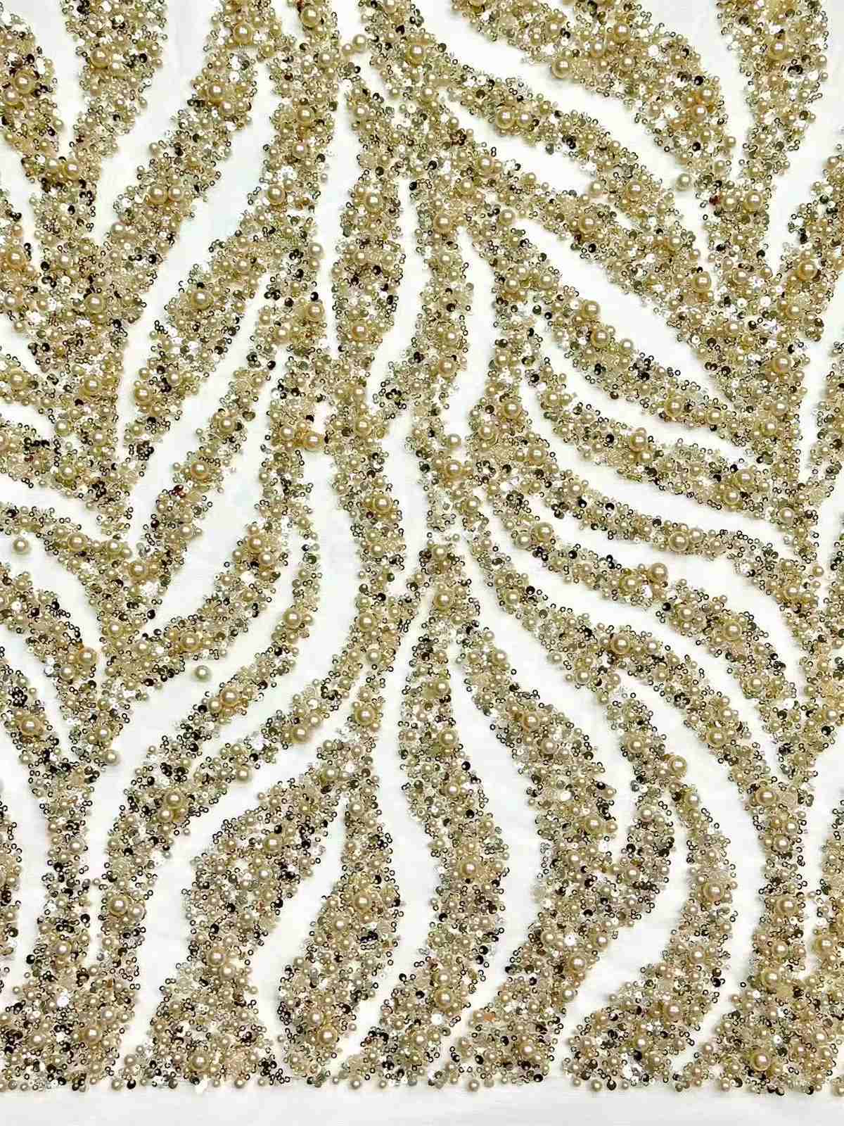 Embellished Beaded Tulle Lace Fabric with Beads | MPN HN387