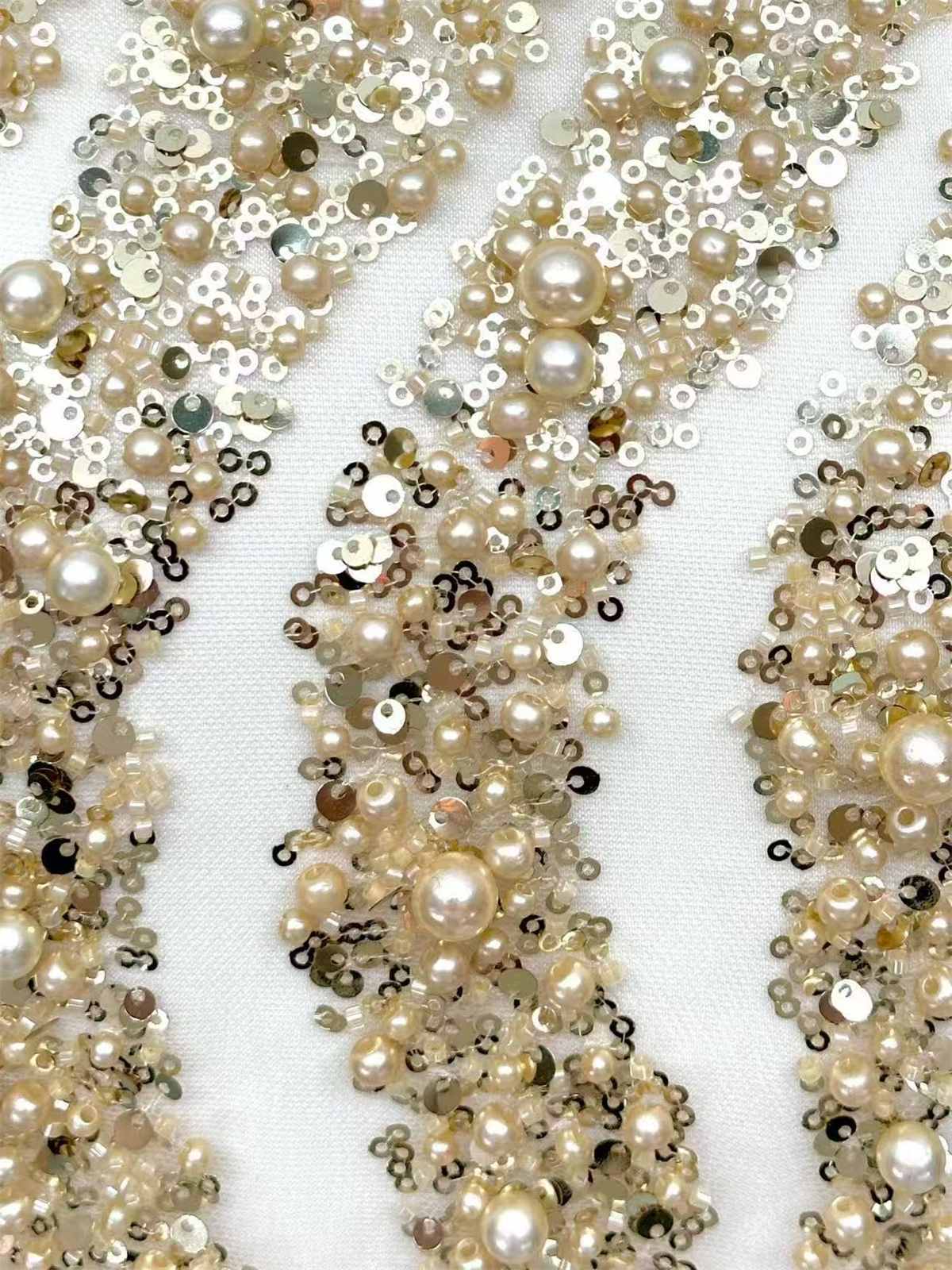 Embellished Beaded Tulle Lace Fabric with Beads | MPN HN387