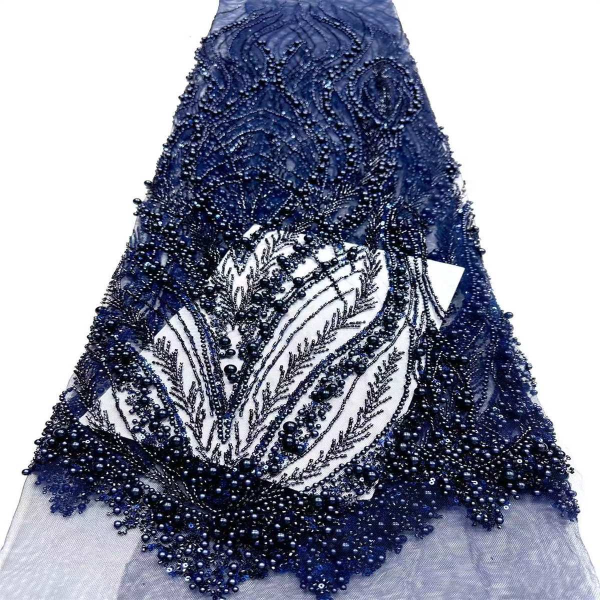 Embellished Beaded Tulle Lace Fabric with Beads | MPN HN388