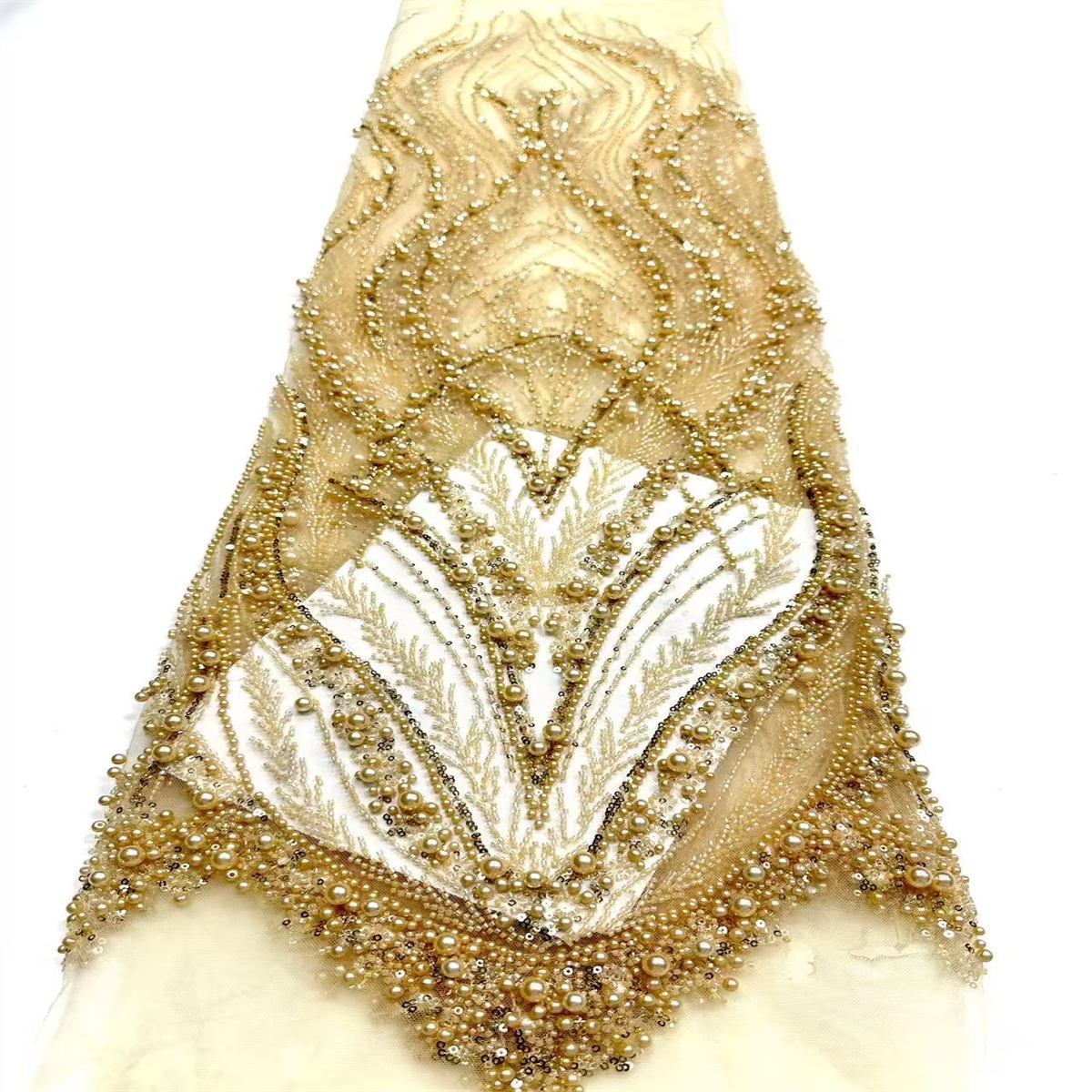 Embellished Beaded Tulle Lace Fabric with Beads | MPN HN388