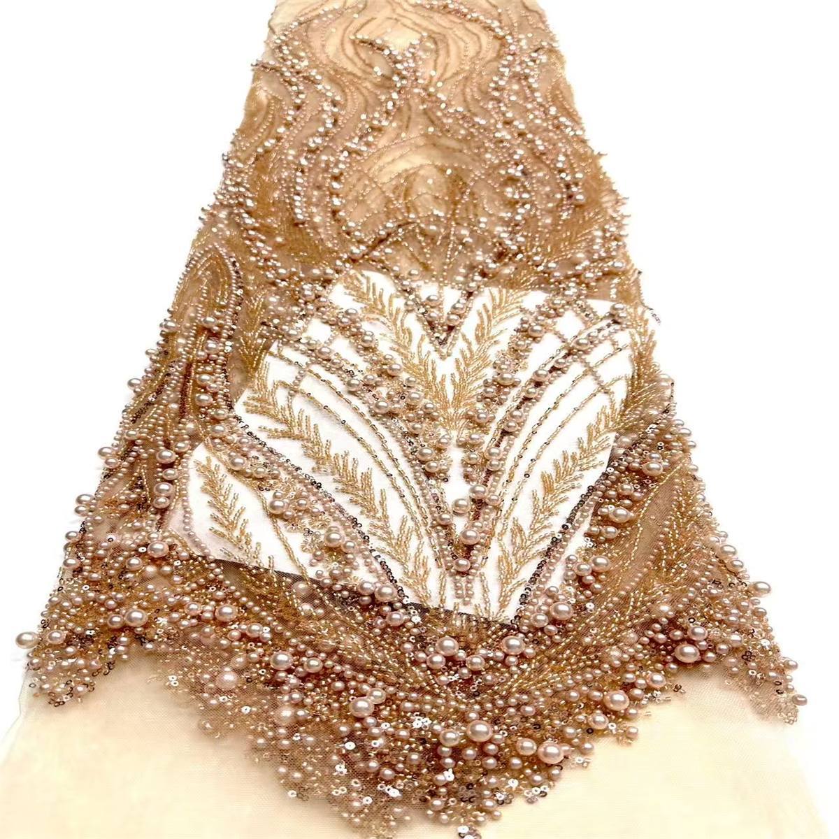 Embellished Beaded Tulle Lace Fabric with Beads | MPN HN388