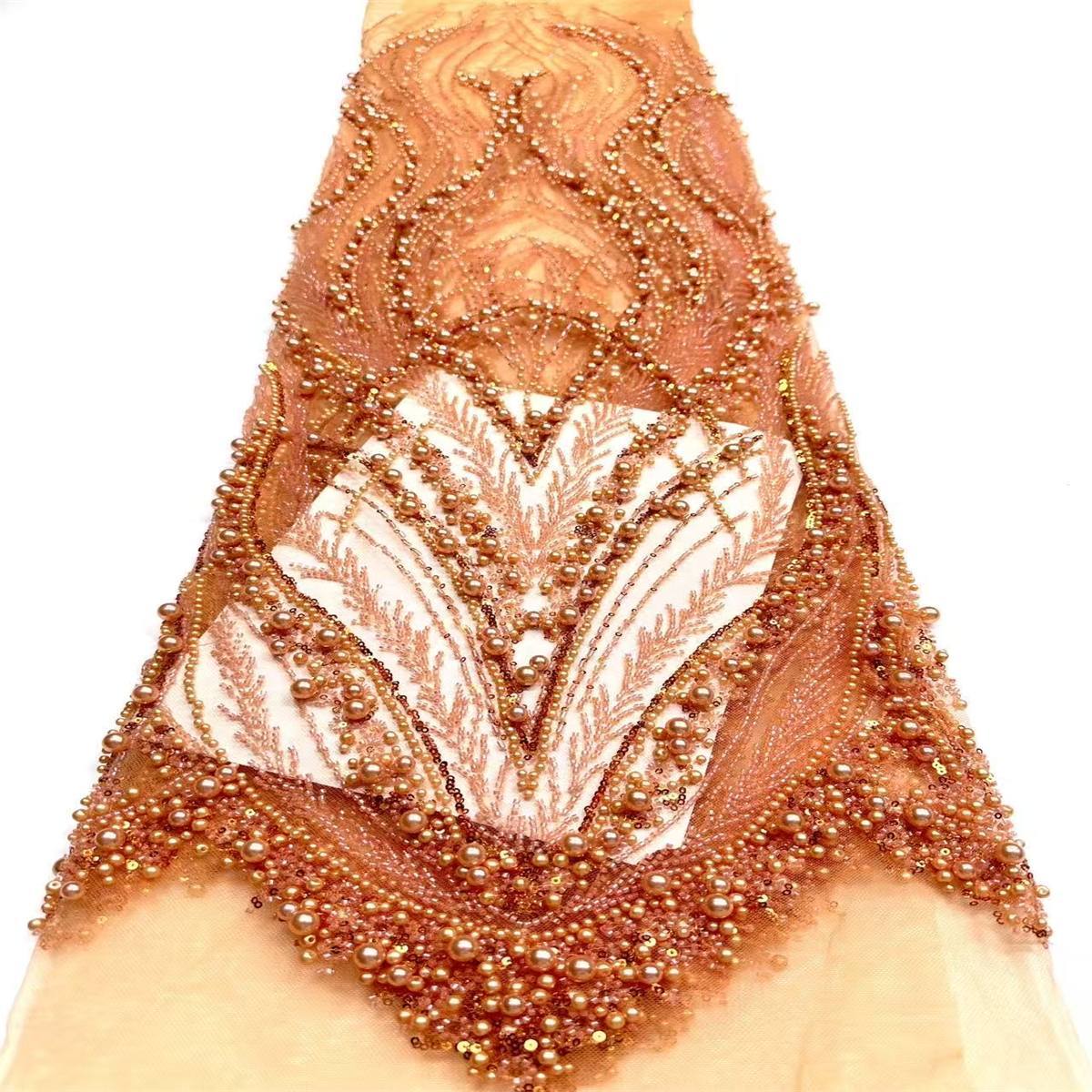 Embellished Beaded Tulle Lace Fabric with Beads | MPN HN388