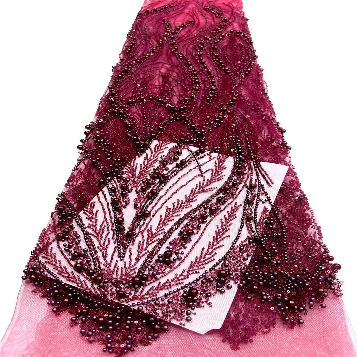 Embellished Beaded Tulle Lace Fabric with Beads | MPN HN388