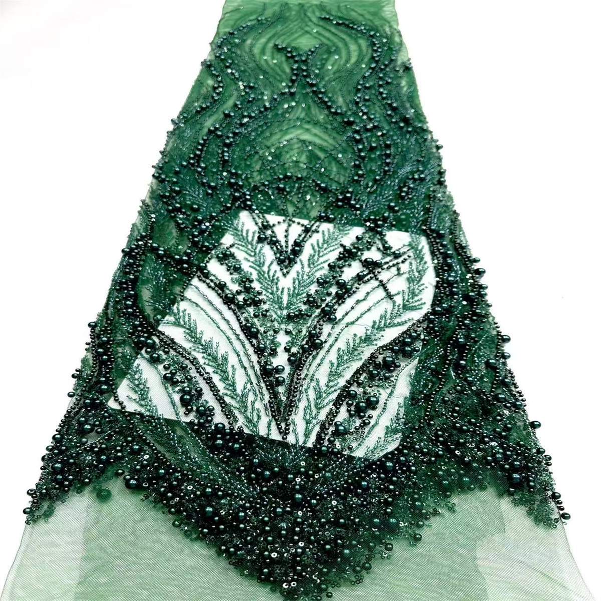 Embellished Beaded Tulle Lace Fabric with Beads | MPN HN388
