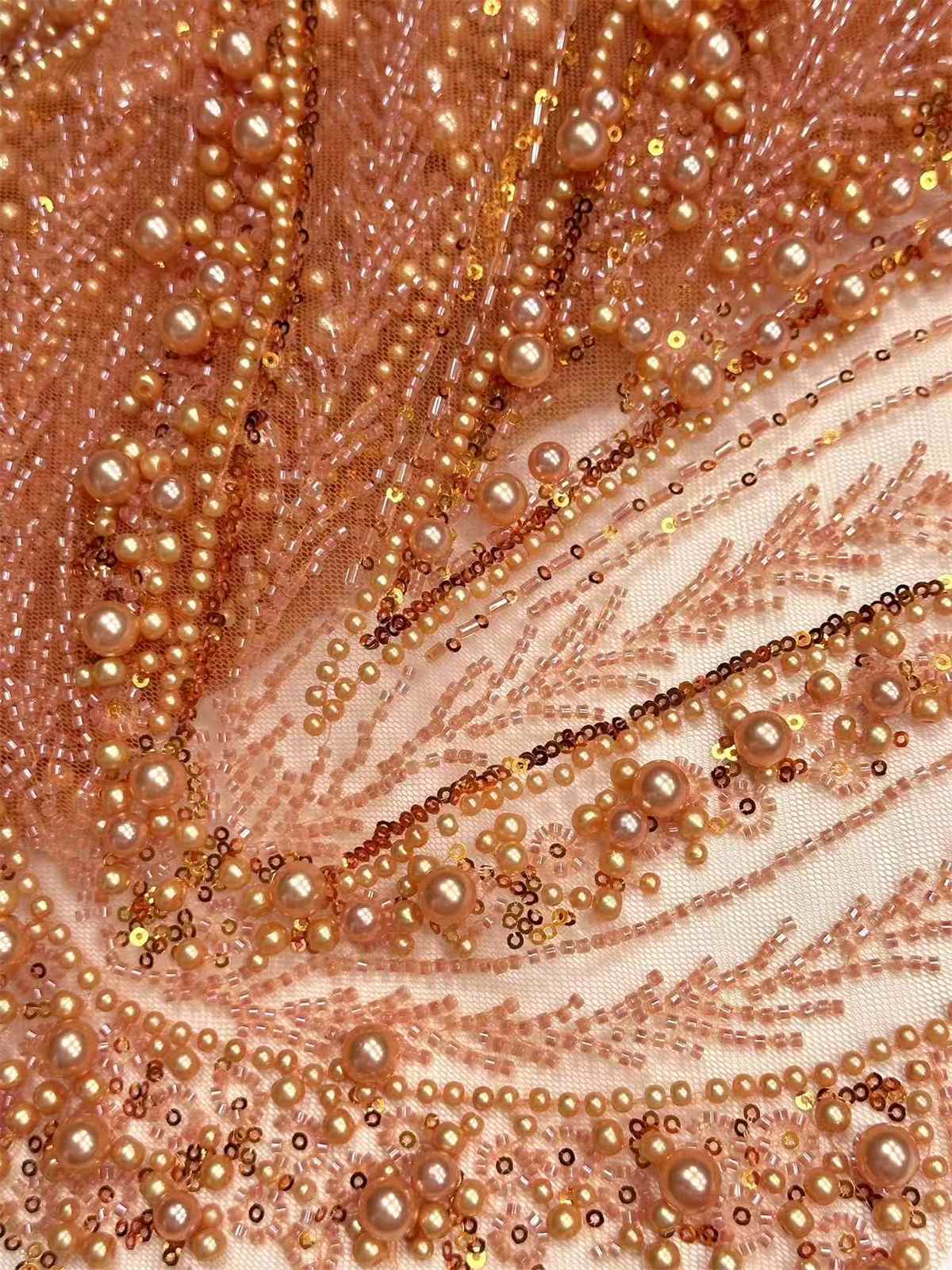 Embellished Beaded Tulle Lace Fabric with Beads | MPN HN388