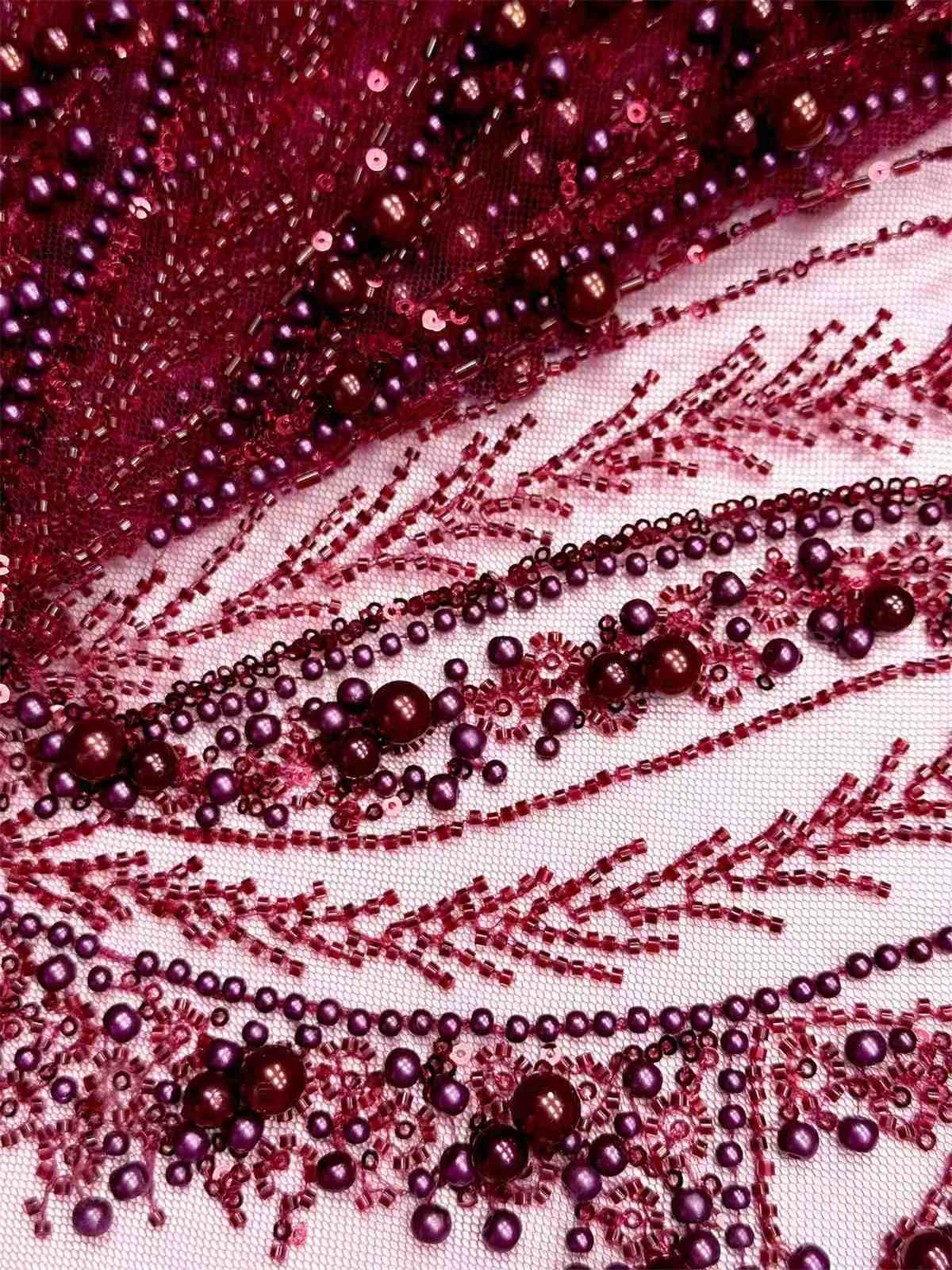 Embellished Beaded Tulle Lace Fabric with Beads | MPN HN388