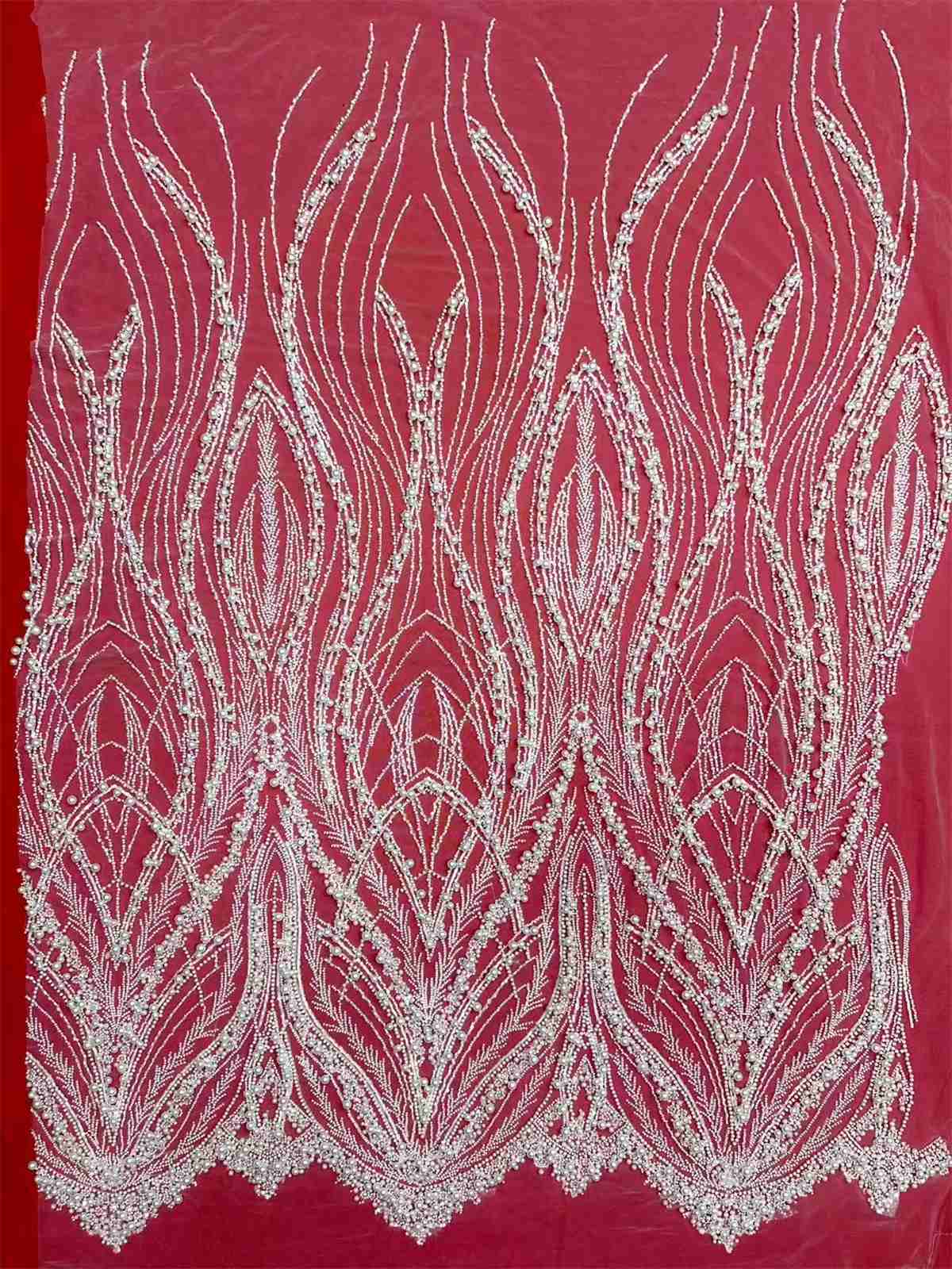 Embellished Beaded Tulle Lace Fabric with Beads | MPN HN388