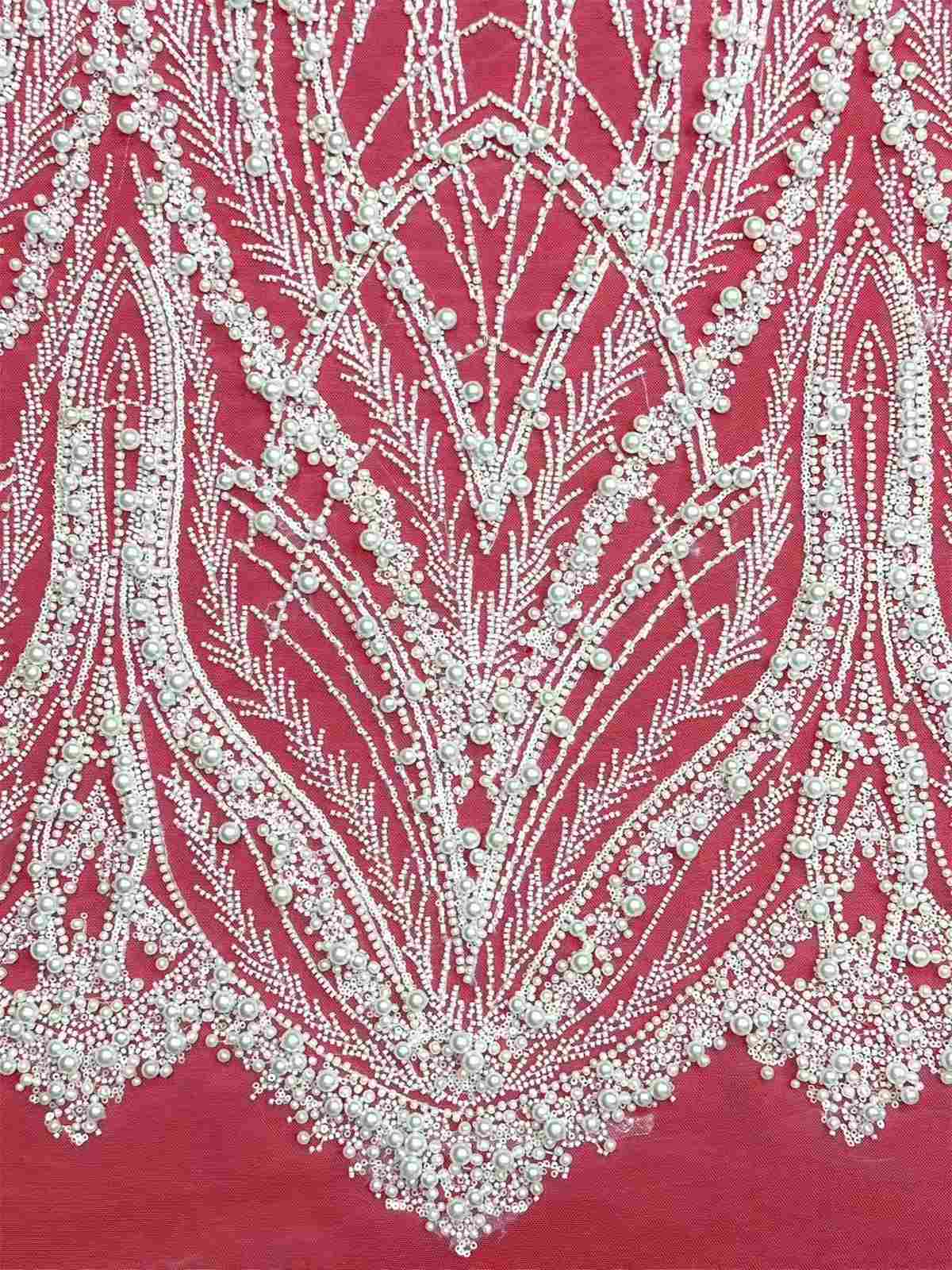 Embellished Beaded Tulle Lace Fabric with Beads | MPN HN388