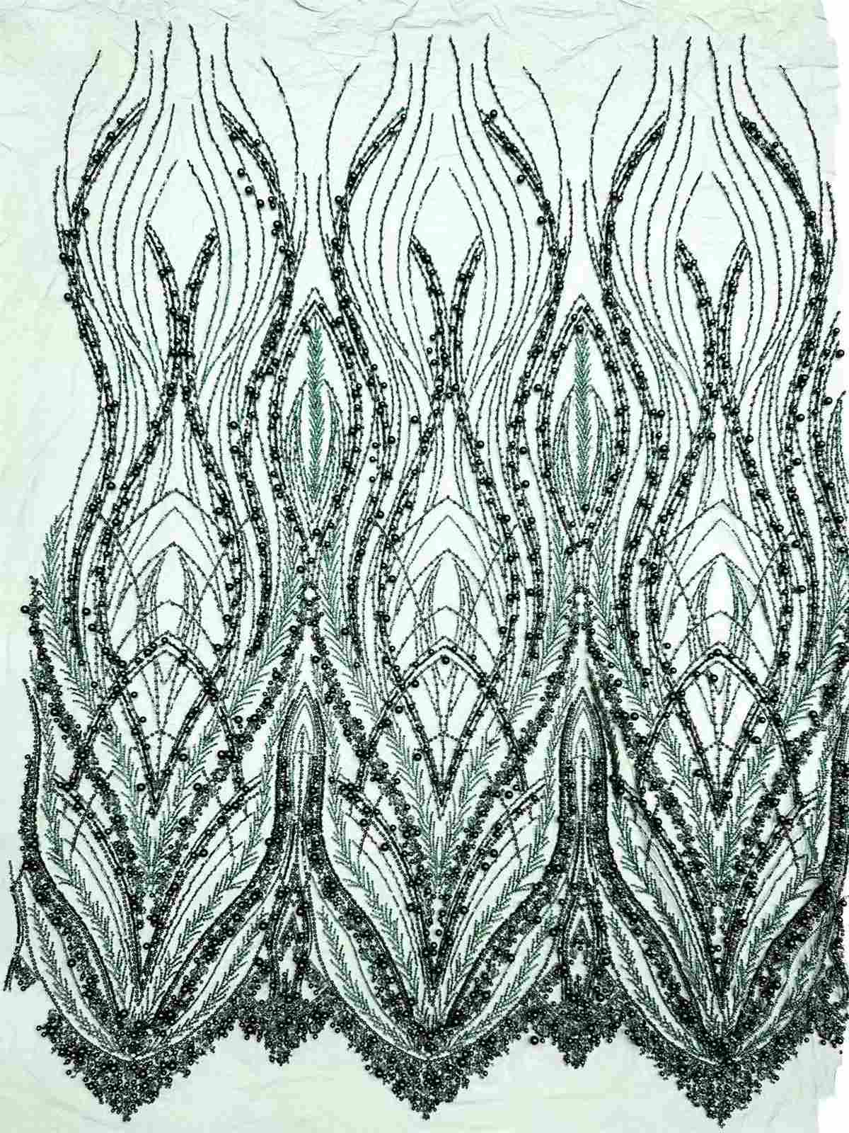 Embellished Beaded Tulle Lace Fabric with Beads | MPN HN388