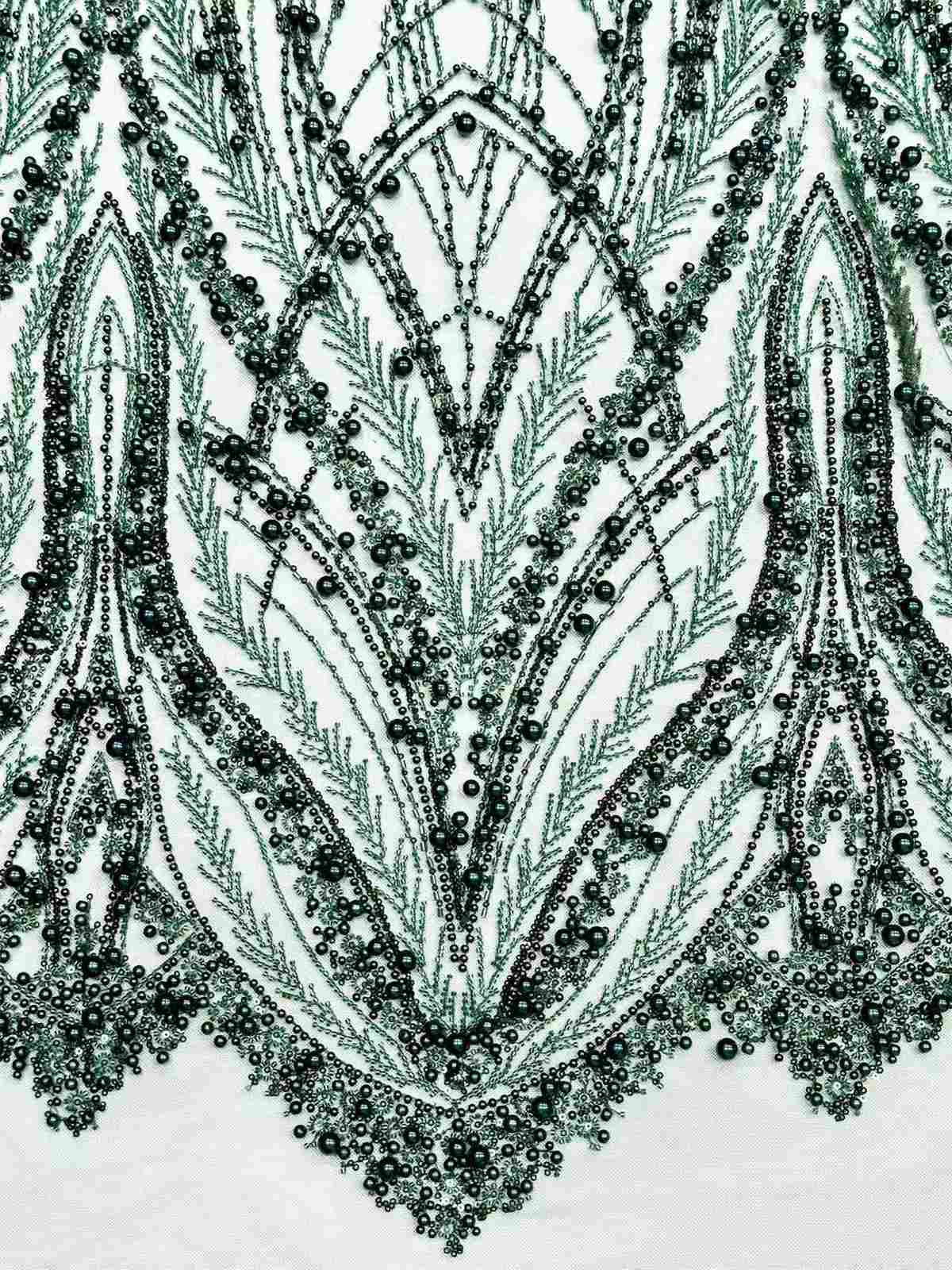 Embellished Beaded Tulle Lace Fabric with Beads | MPN HN388