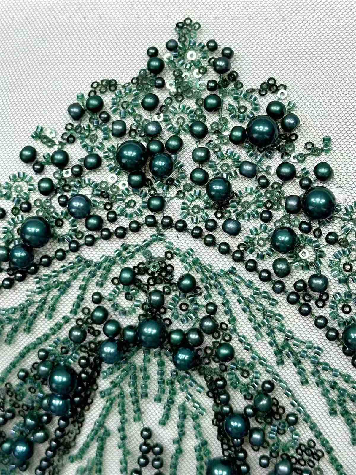 Embellished Beaded Tulle Lace Fabric with Beads | MPN HN388