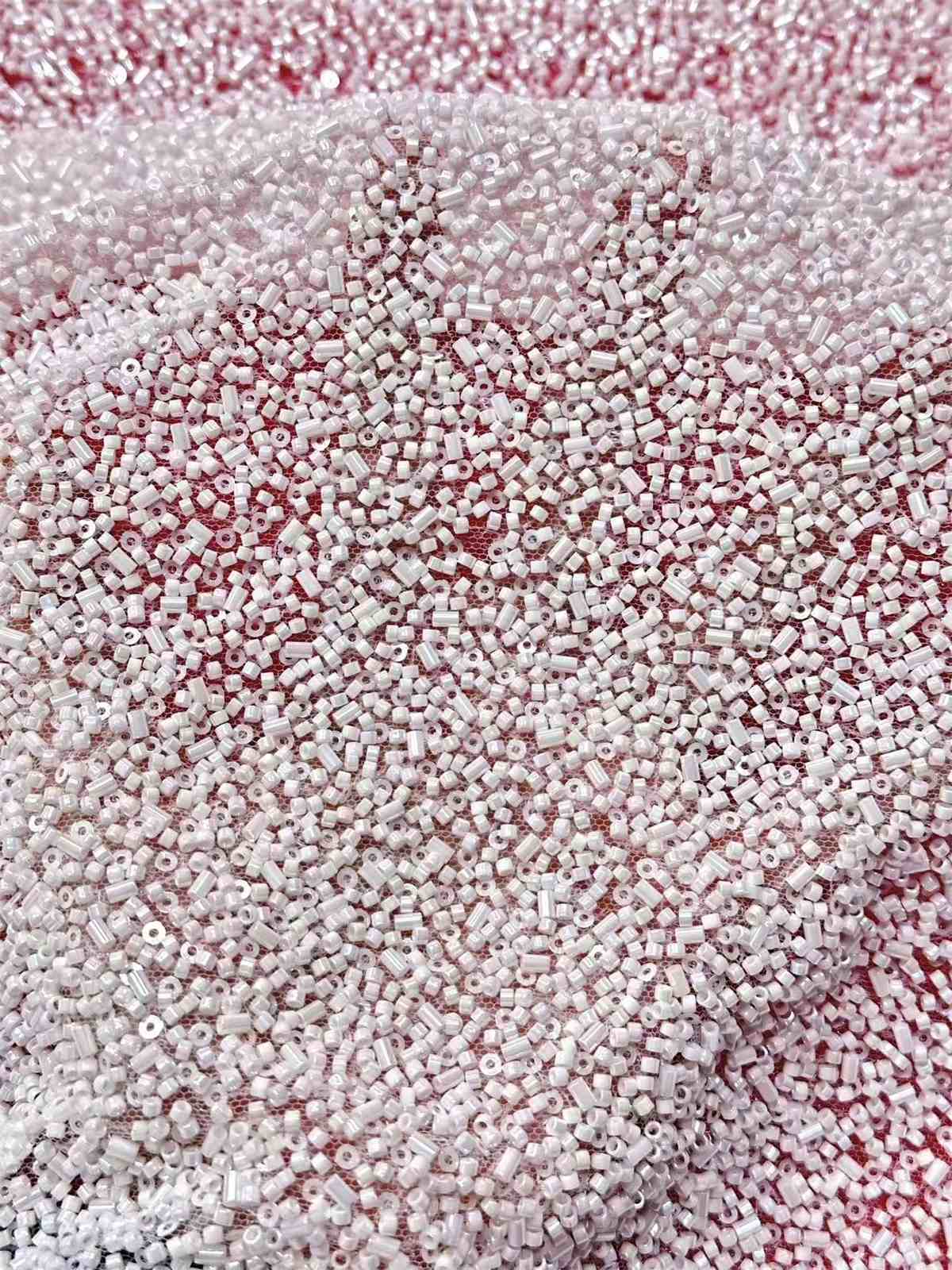 Embellished Beaded Tulle Lace Fabric with Beads | GTIN HN393