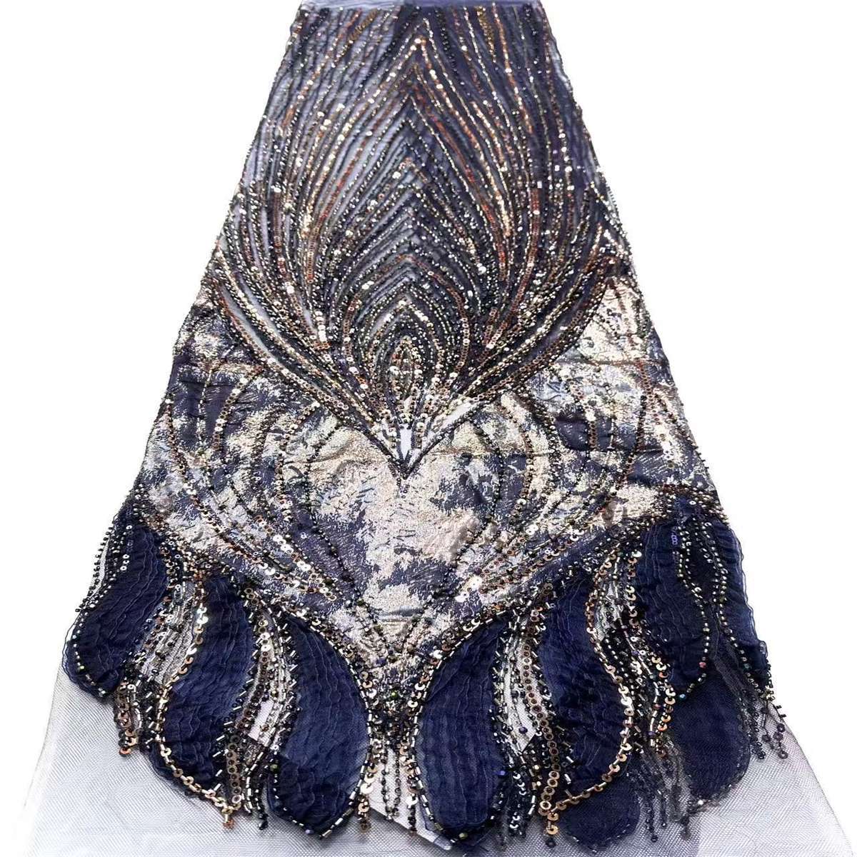 Embellished Beaded Tulle Lace Fabric with Beads | MPN HN394