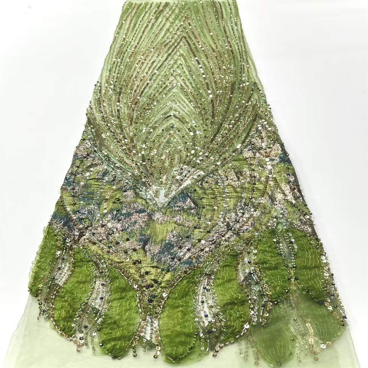 Embellished Beaded Tulle Lace Fabric with Beads | MPN HN394