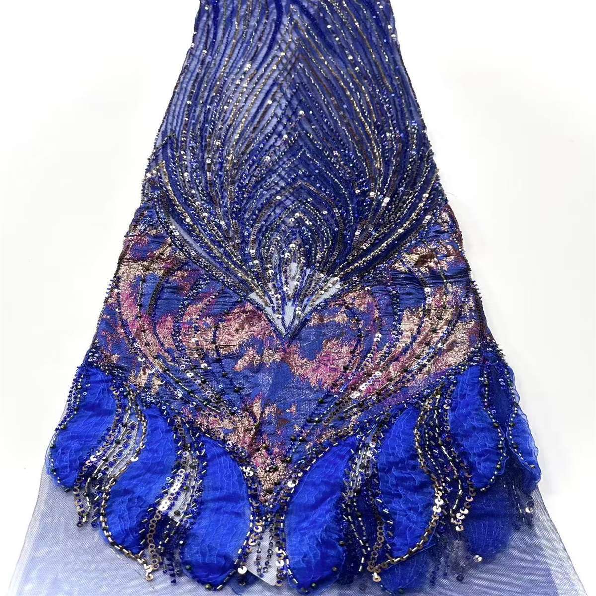 Embellished Beaded Tulle Lace Fabric with Beads | MPN HN394