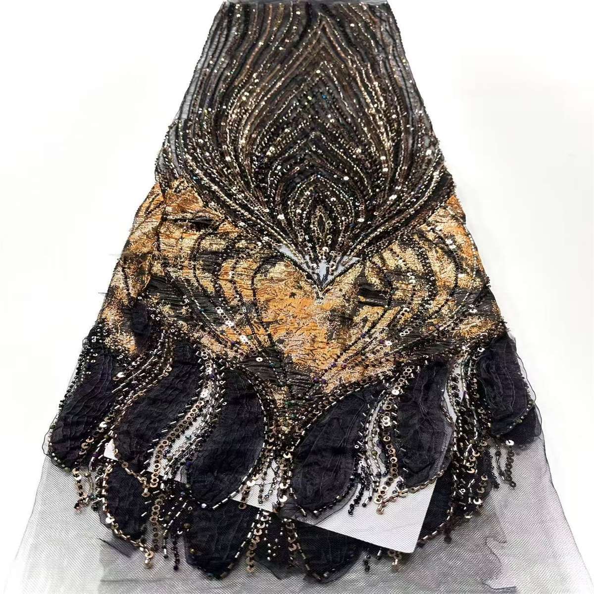 Embellished Beaded Tulle Lace Fabric with Beads | MPN HN394