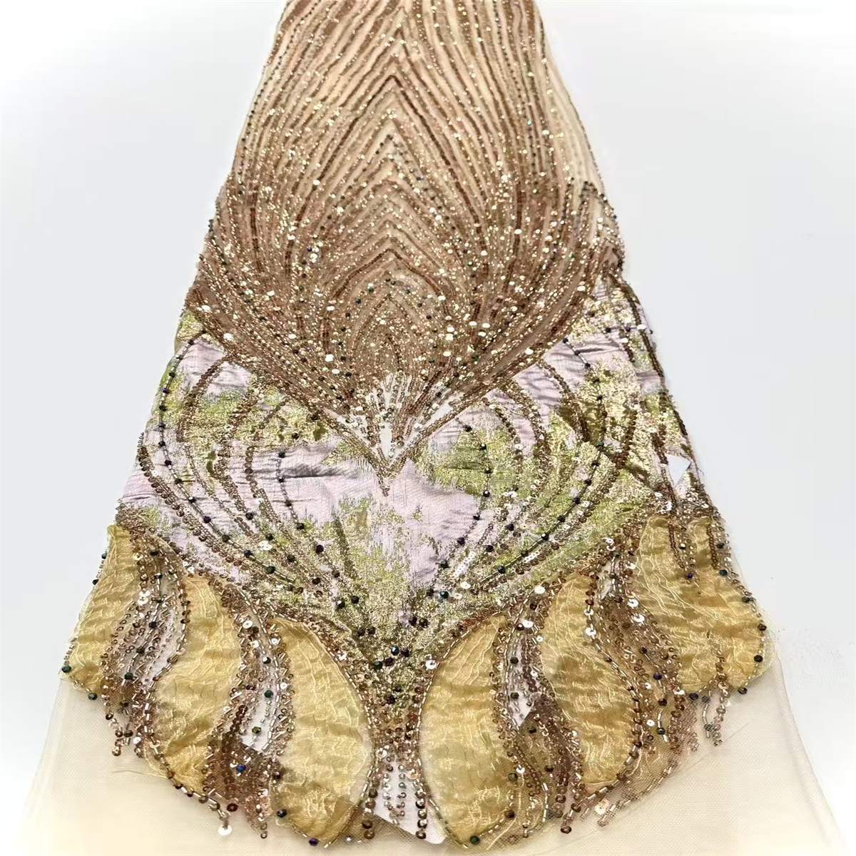 Embellished Beaded Tulle Lace Fabric with Beads | MPN HN394