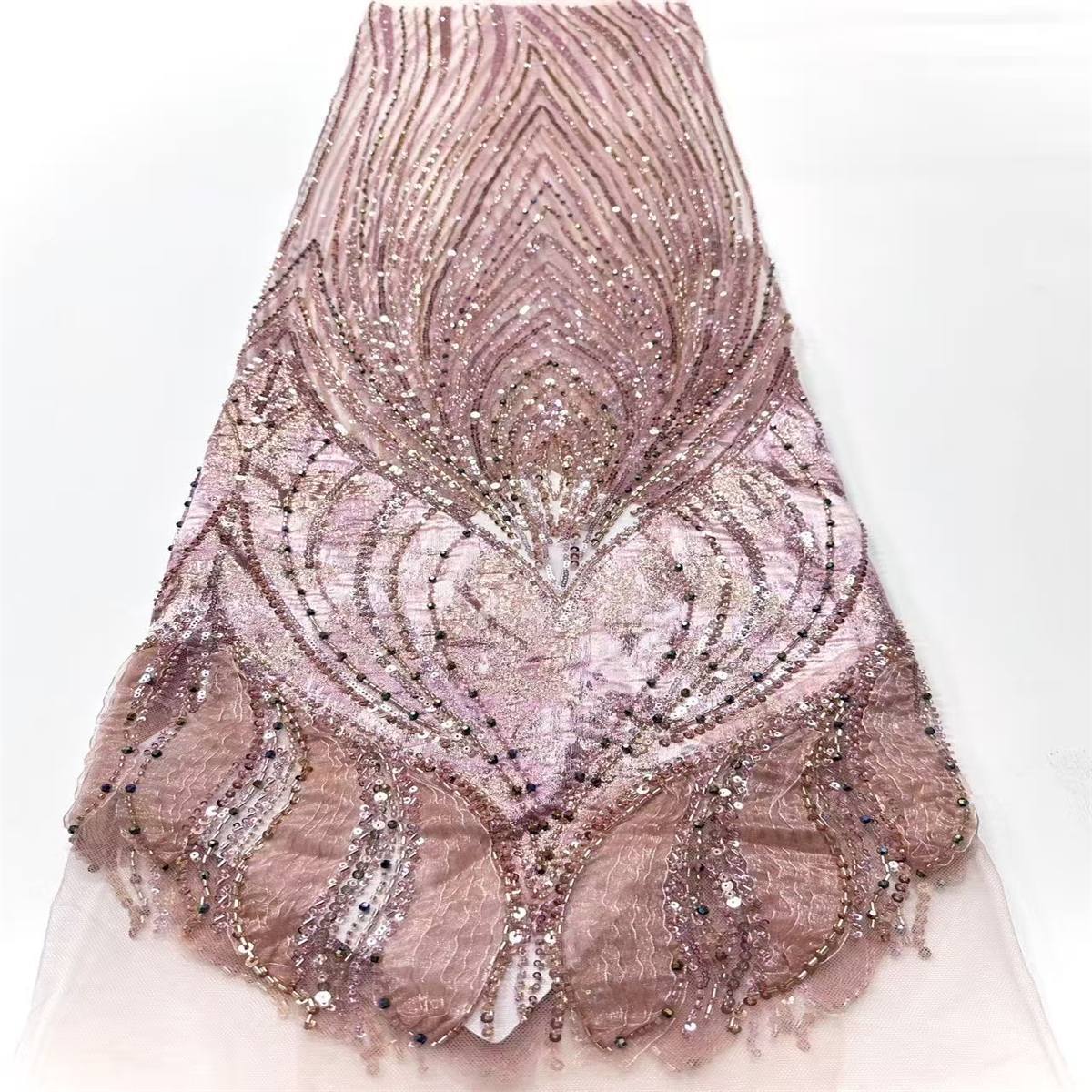 Embellished Beaded Tulle Lace Fabric with Beads | MPN HN394