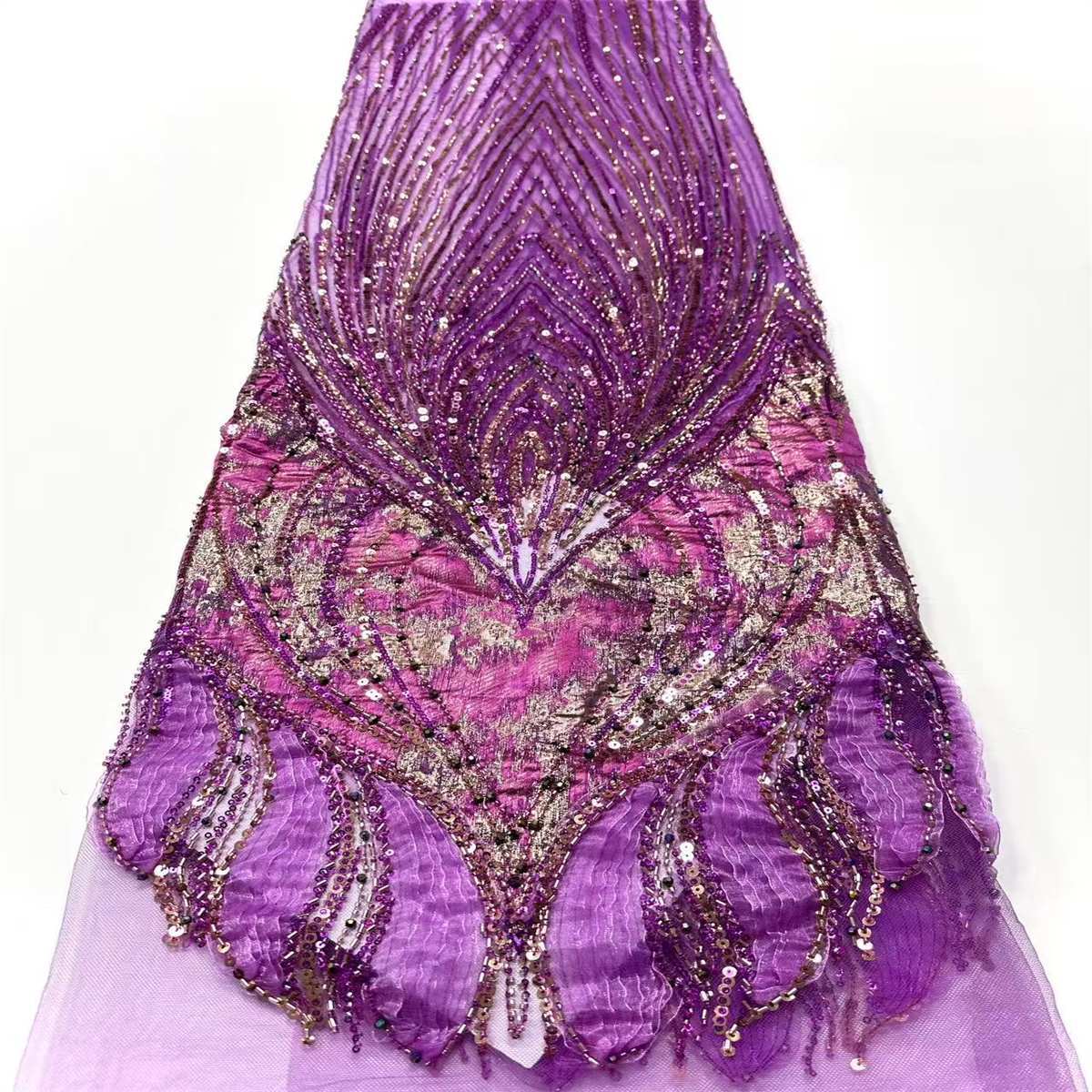 Embellished Beaded Tulle Lace Fabric with Beads | MPN HN394