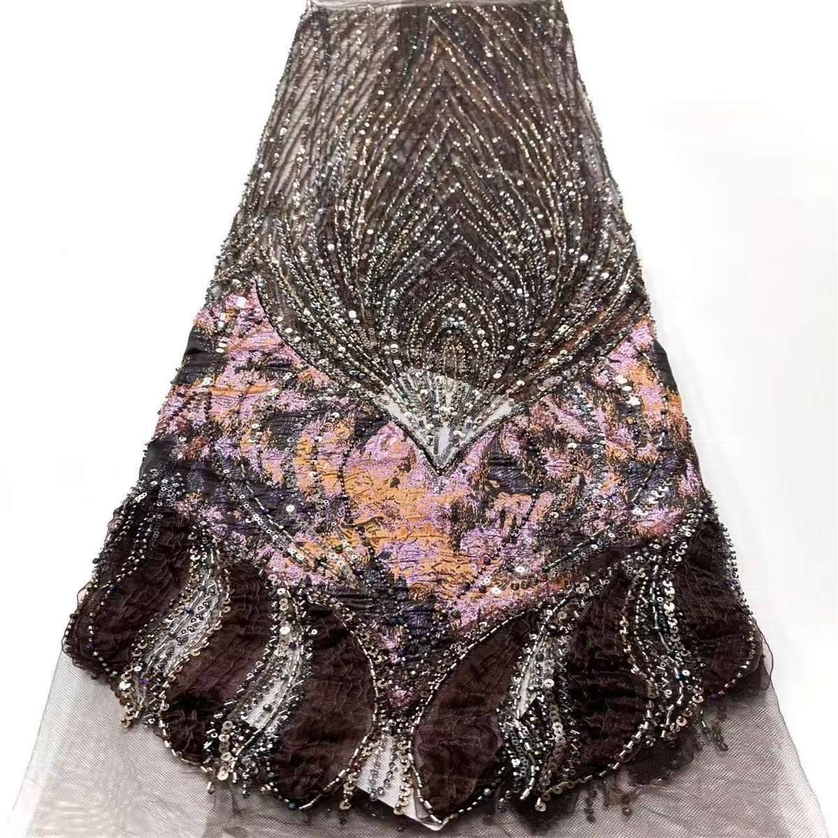 Embellished Beaded Tulle Lace Fabric with Beads | MPN HN394