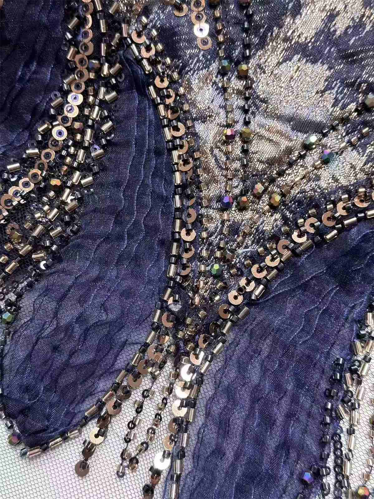 Embellished Beaded Tulle Lace Fabric with Beads | MPN HN394