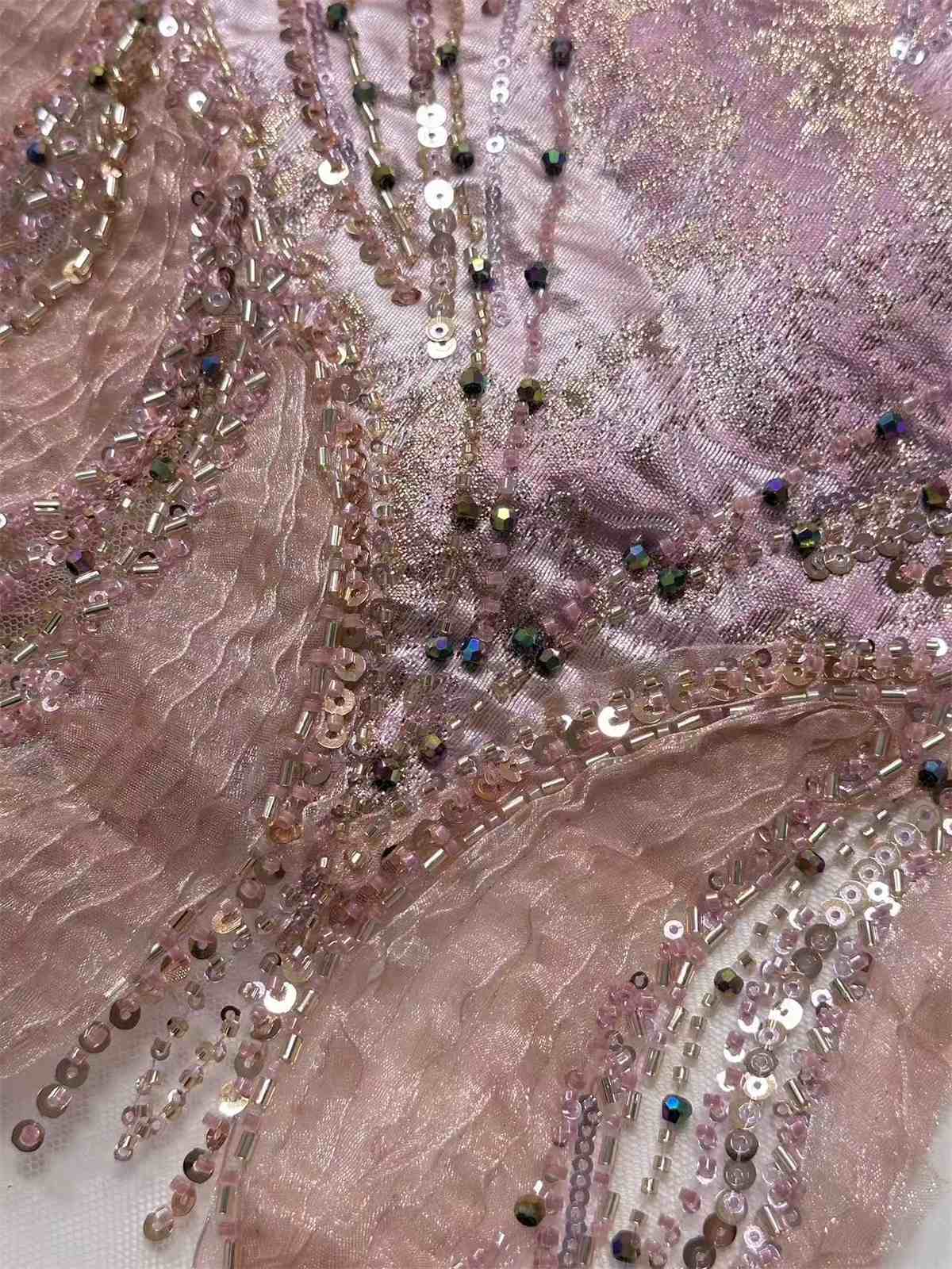 Embellished Beaded Tulle Lace Fabric with Beads | MPN HN394