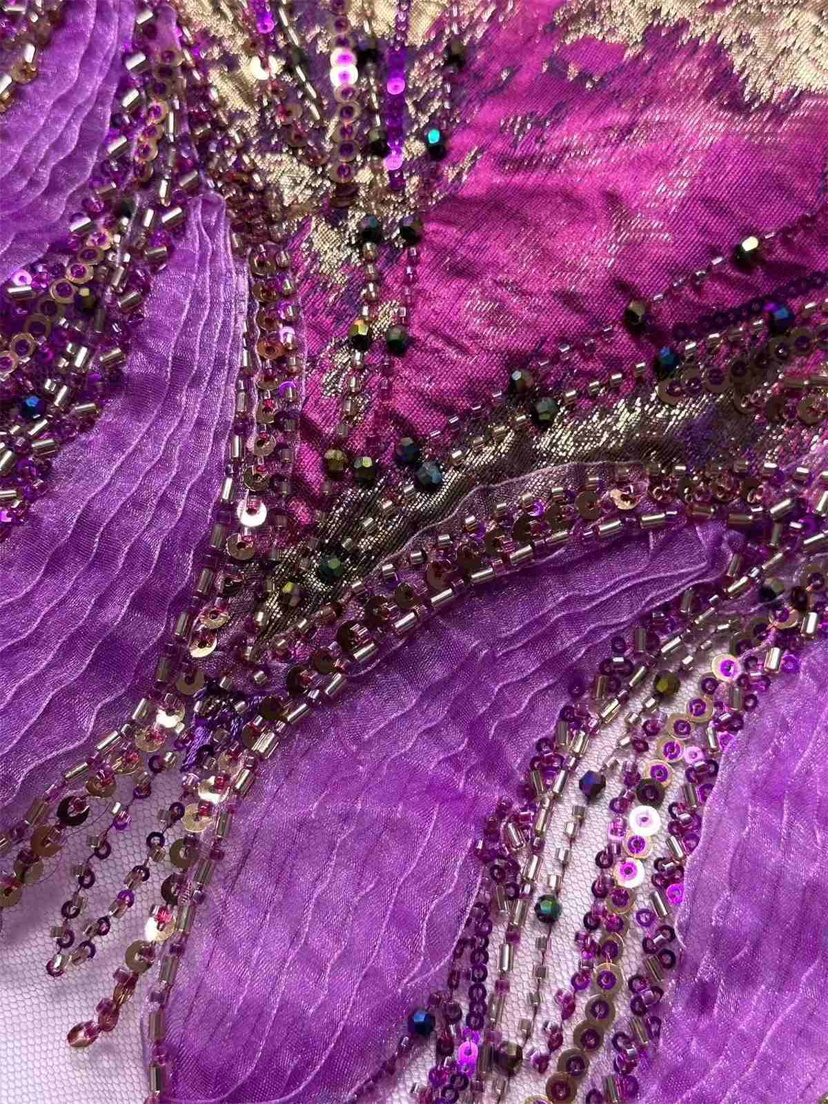 Embellished Beaded Tulle Lace Fabric with Beads | MPN HN394