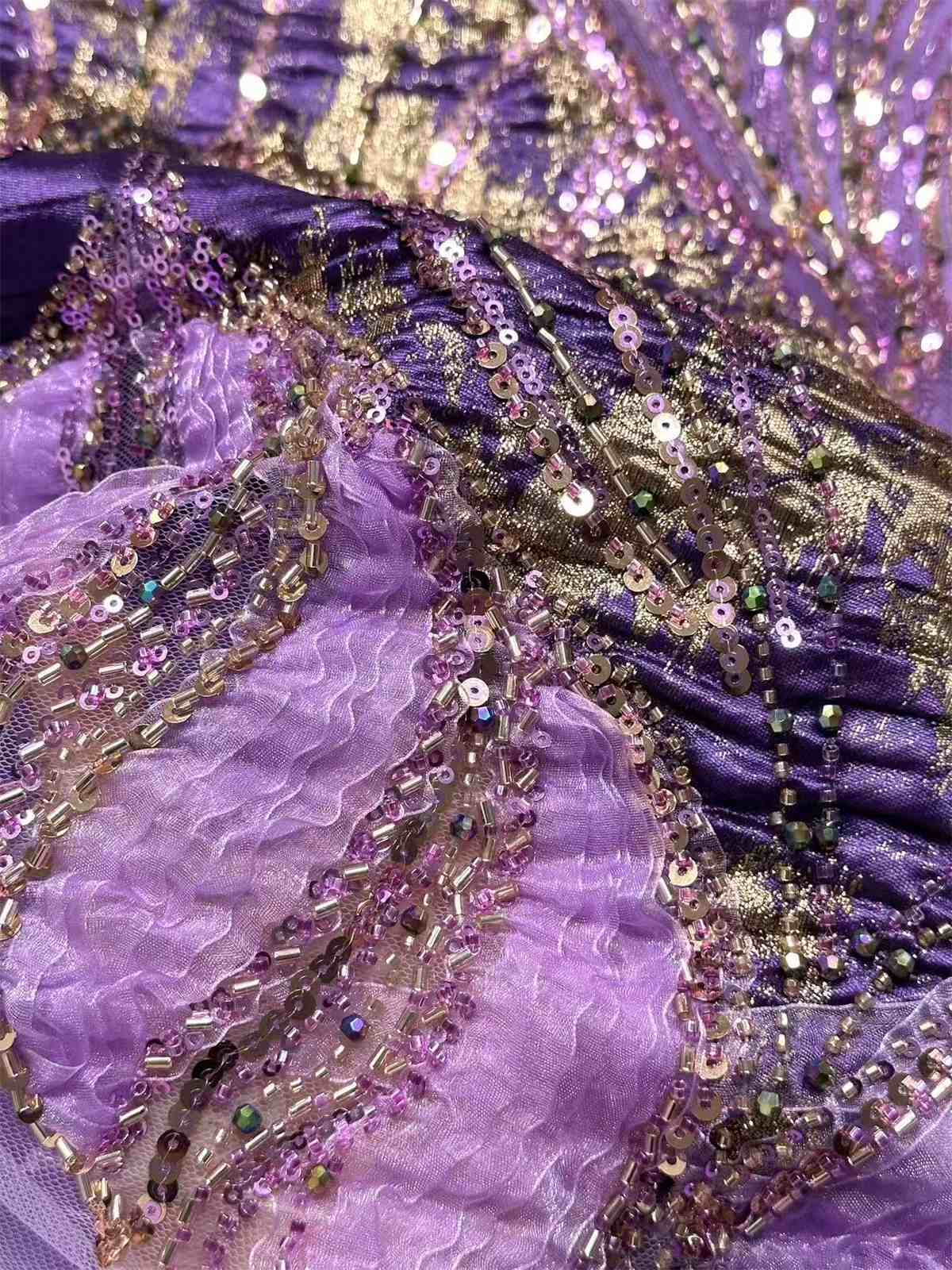 Embellished Beaded Tulle Lace Fabric with Beads | MPN HN394