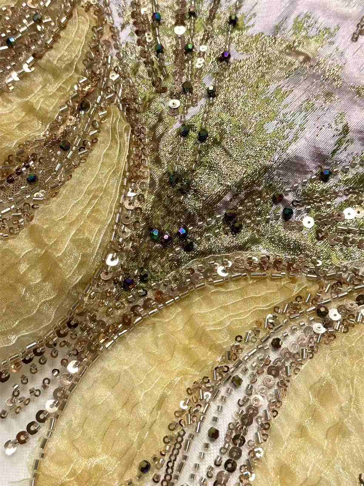 Embellished Beaded Tulle Lace Fabric with Beads | MPN HN394