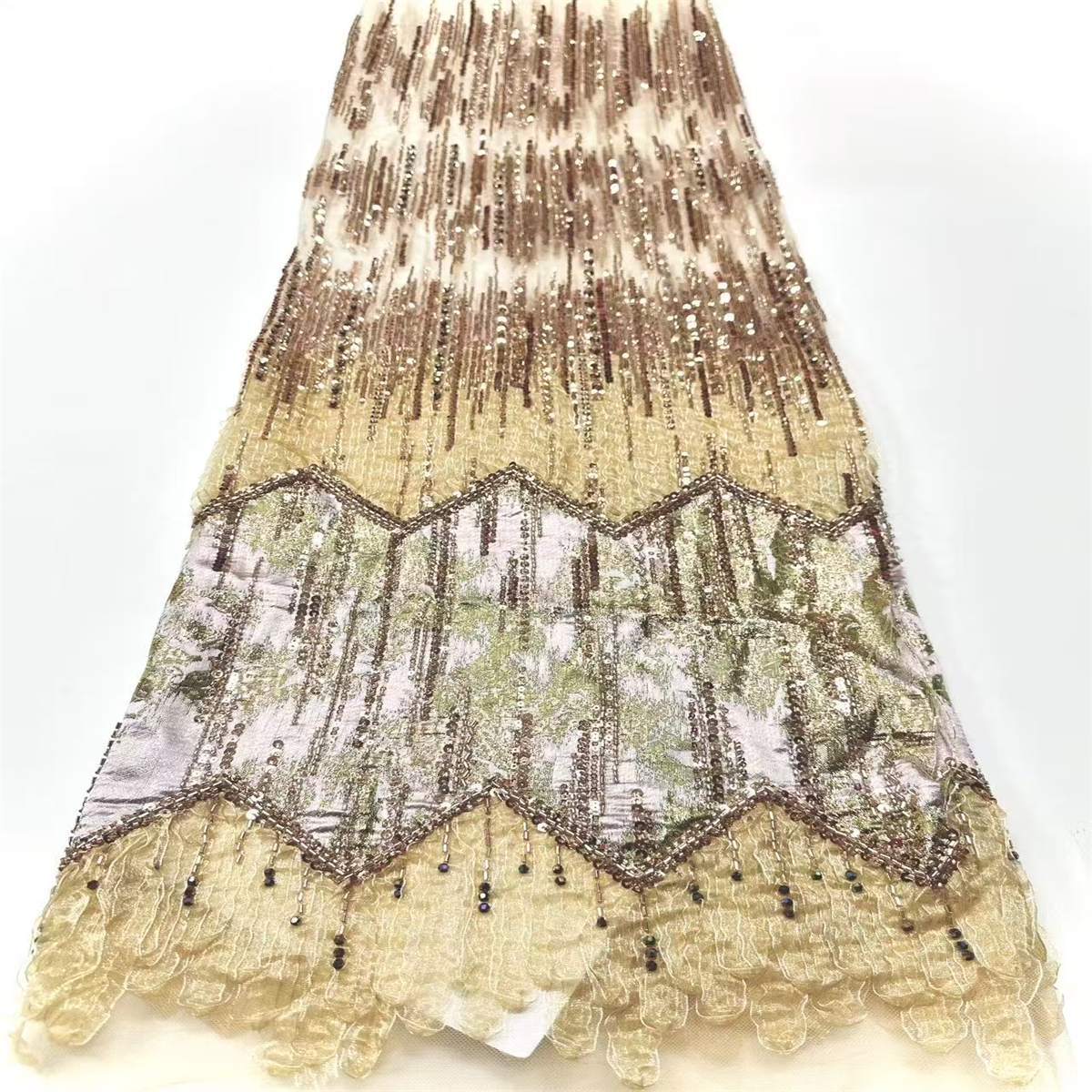 Embellished Beaded Tulle Lace Fabric with Beads | MPN HN395