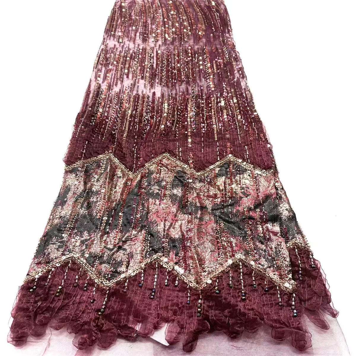 Embellished Beaded Tulle Lace Fabric with Beads | MPN HN395