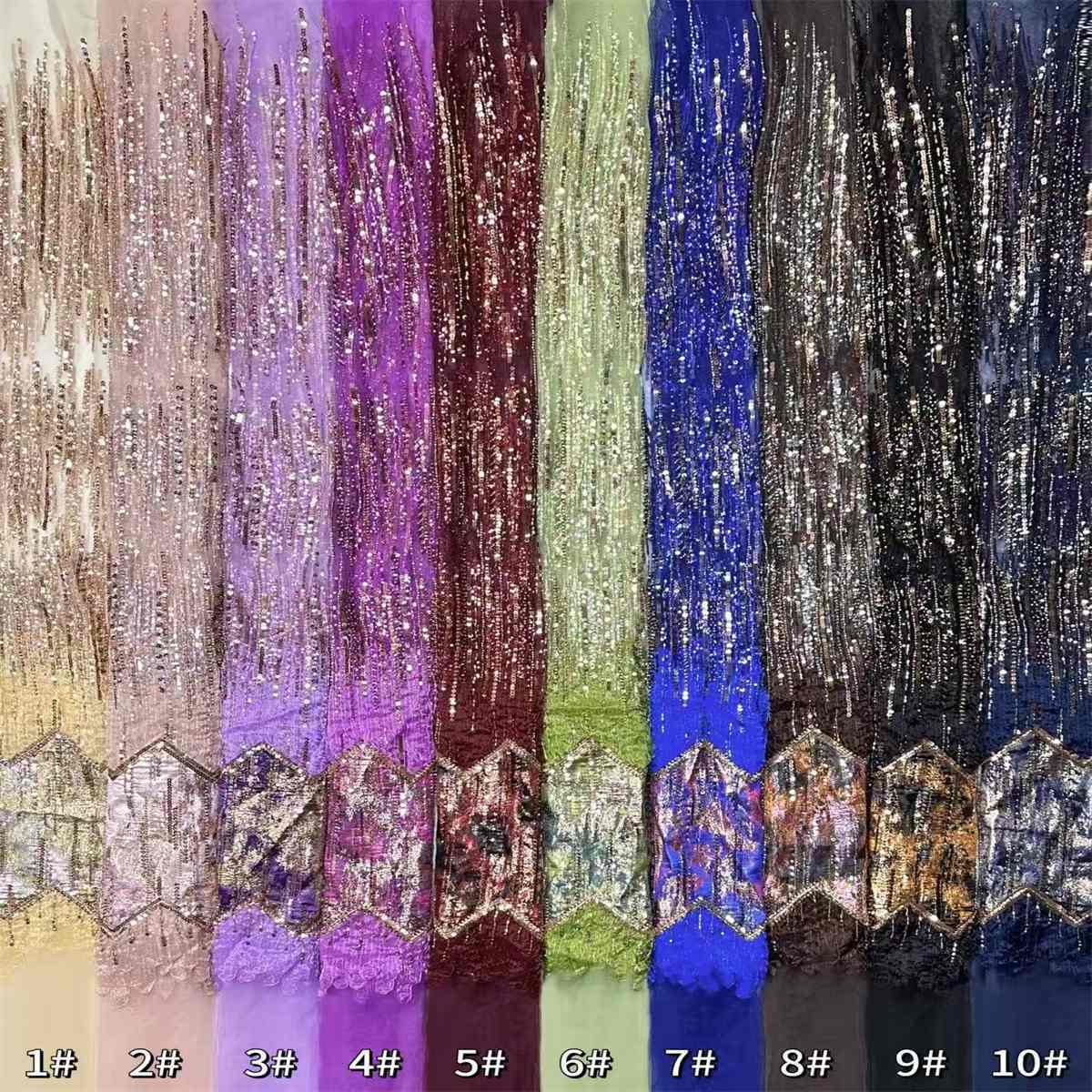 Embellished Beaded Tulle Lace Fabric with Beads | MPN HN395