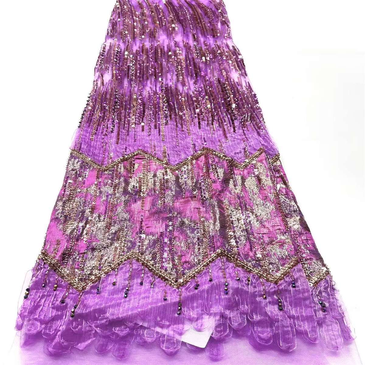Embellished Beaded Tulle Lace Fabric with Beads | MPN HN395