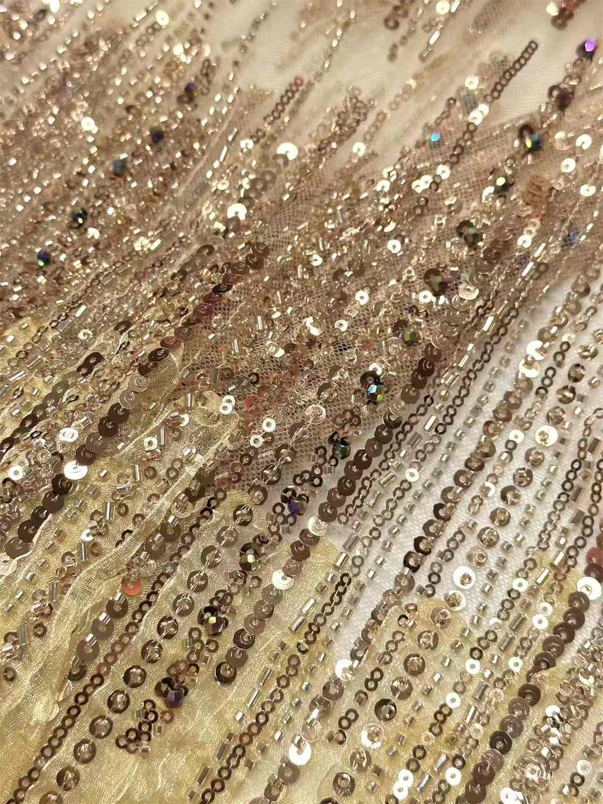 Embellished Beaded Tulle Lace Fabric with Beads | MPN HN395