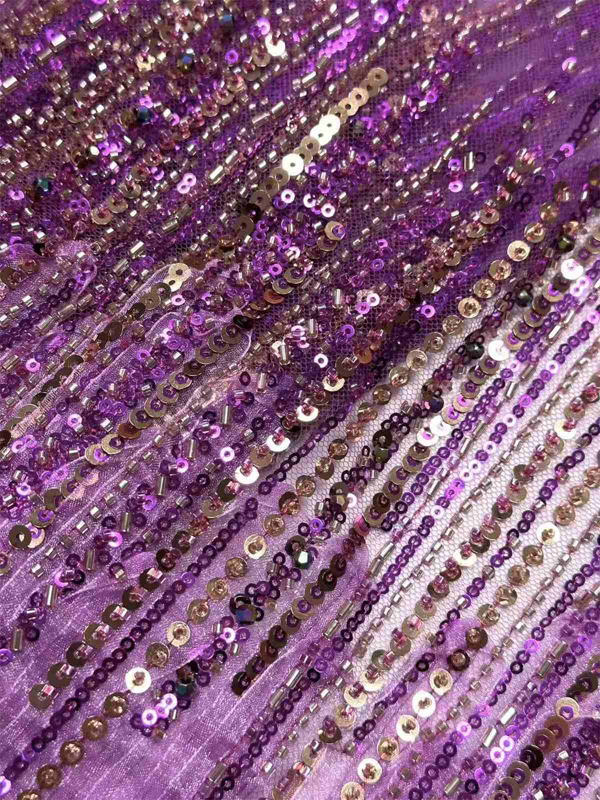 Embellished Beaded Tulle Lace Fabric with Beads | MPN HN395