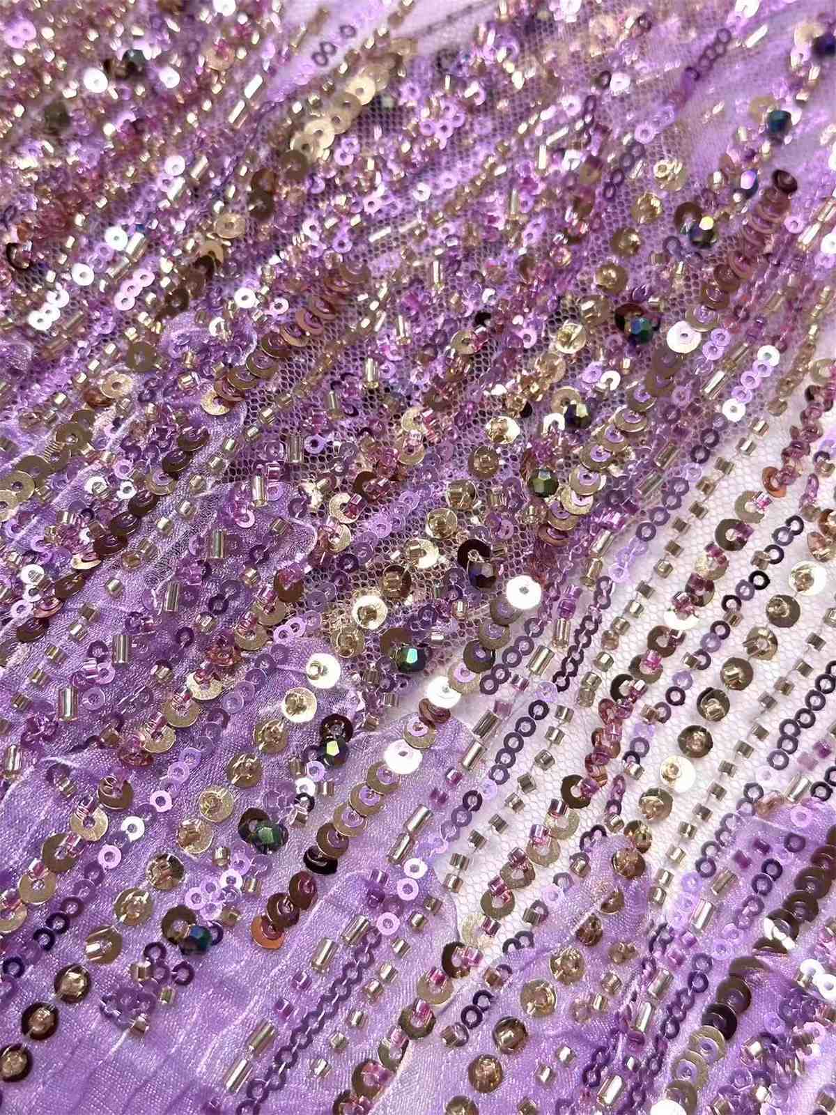Embellished Beaded Tulle Lace Fabric with Beads | MPN HN395