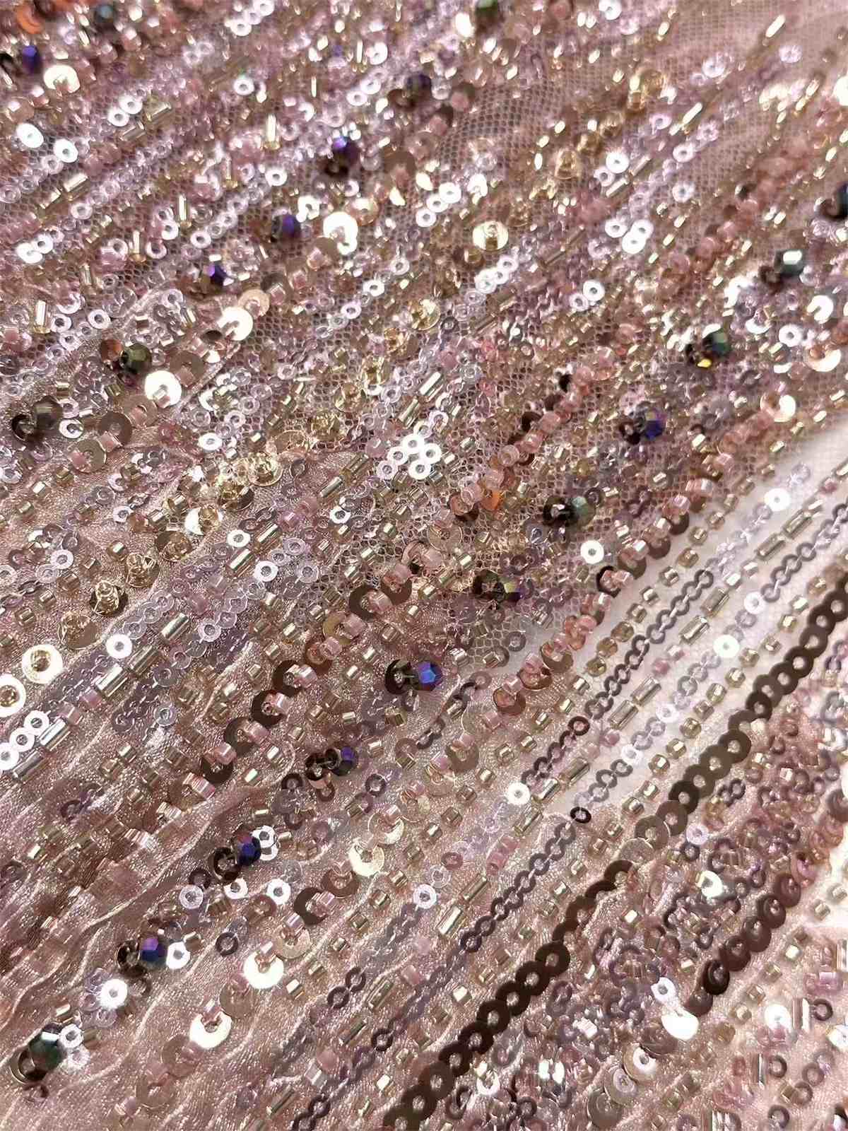 Embellished Beaded Tulle Lace Fabric with Beads | MPN HN395