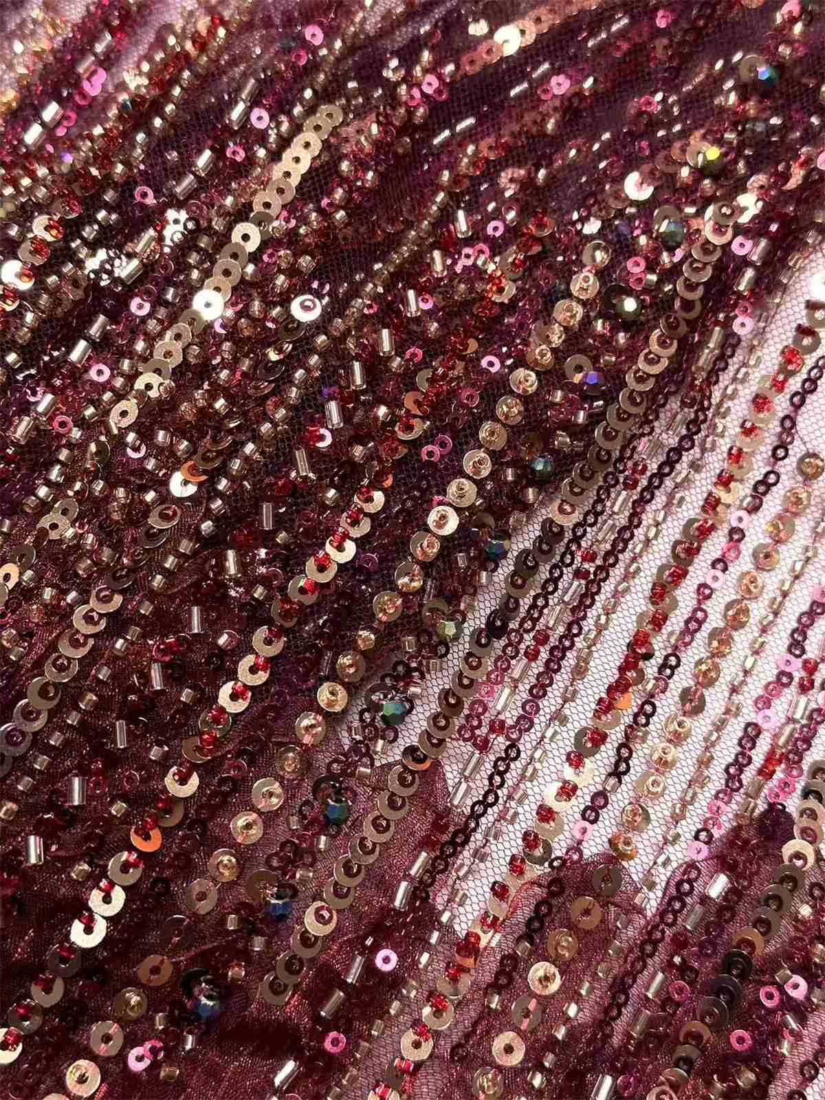 Embellished Beaded Tulle Lace Fabric with Beads | MPN HN395