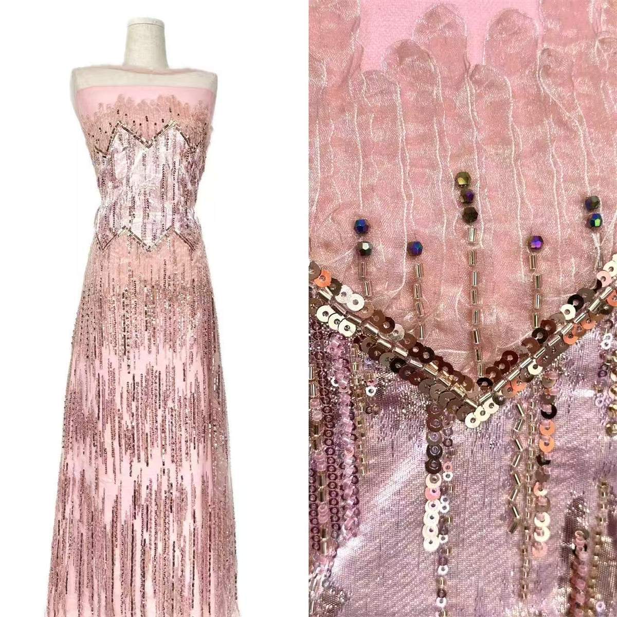 Embellished Beaded Tulle Lace Fabric with Beads | MPN HN395