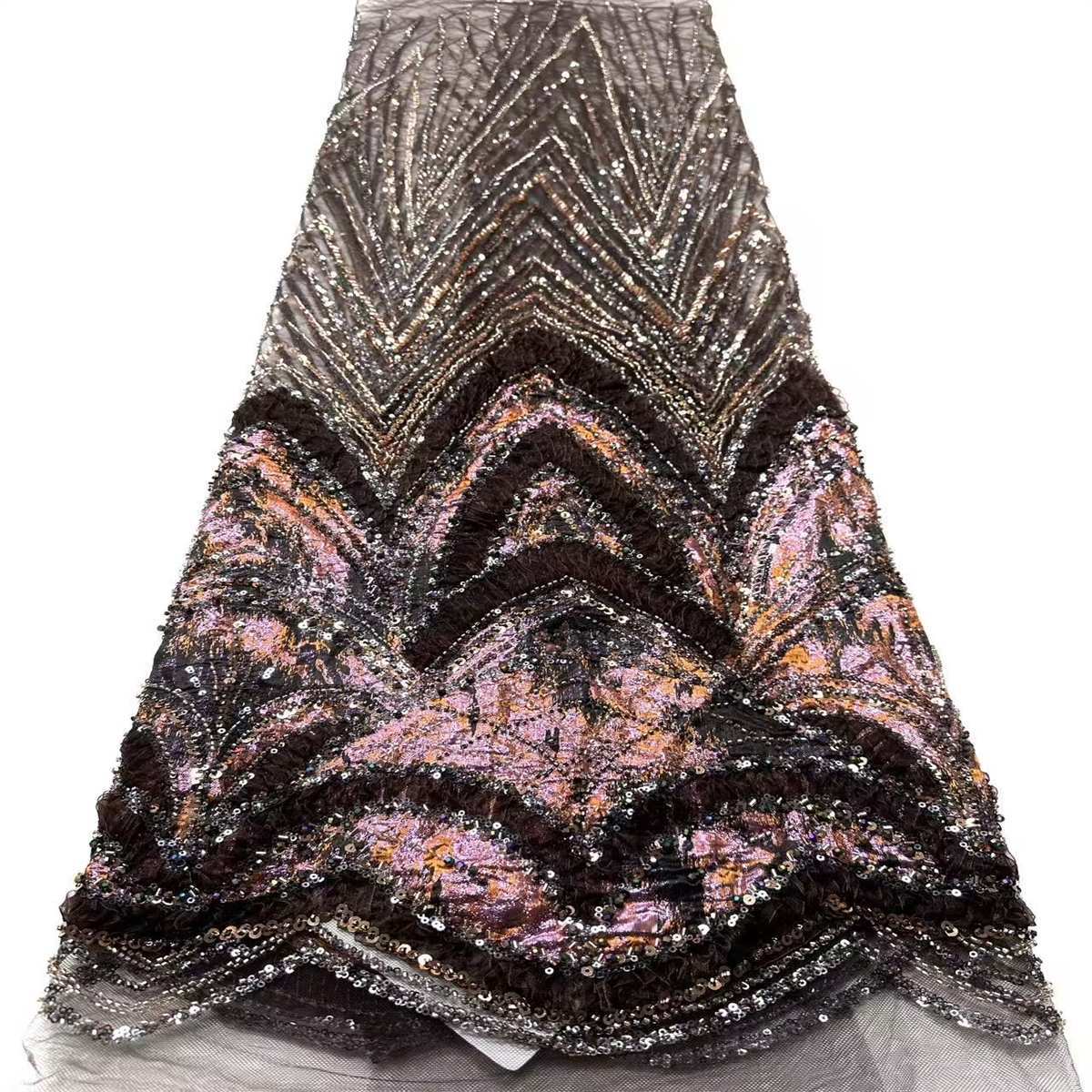 Embellished Beaded Tulle Lace Fabric with Beads | MPN HN397