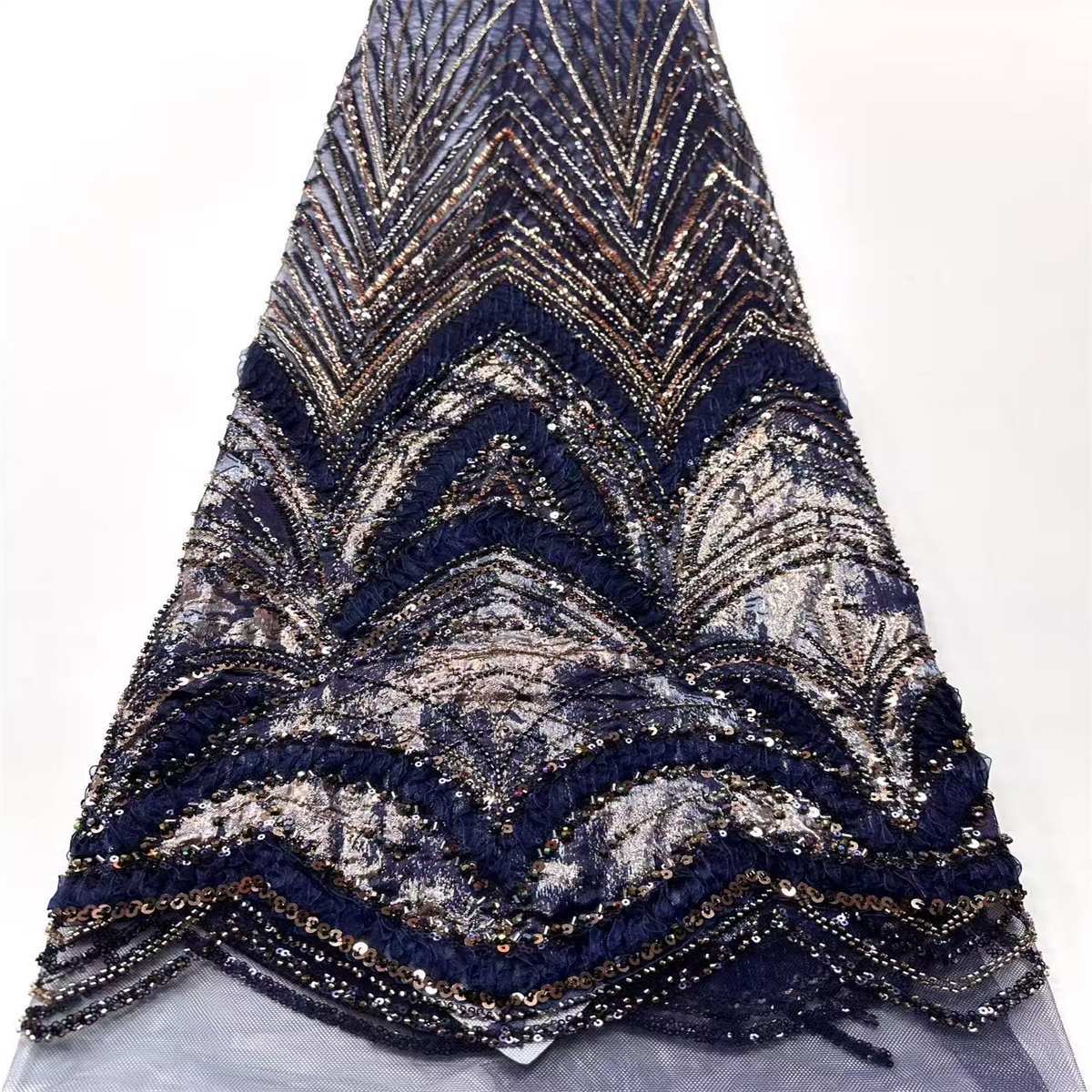 Embellished Beaded Tulle Lace Fabric with Beads | MPN HN397