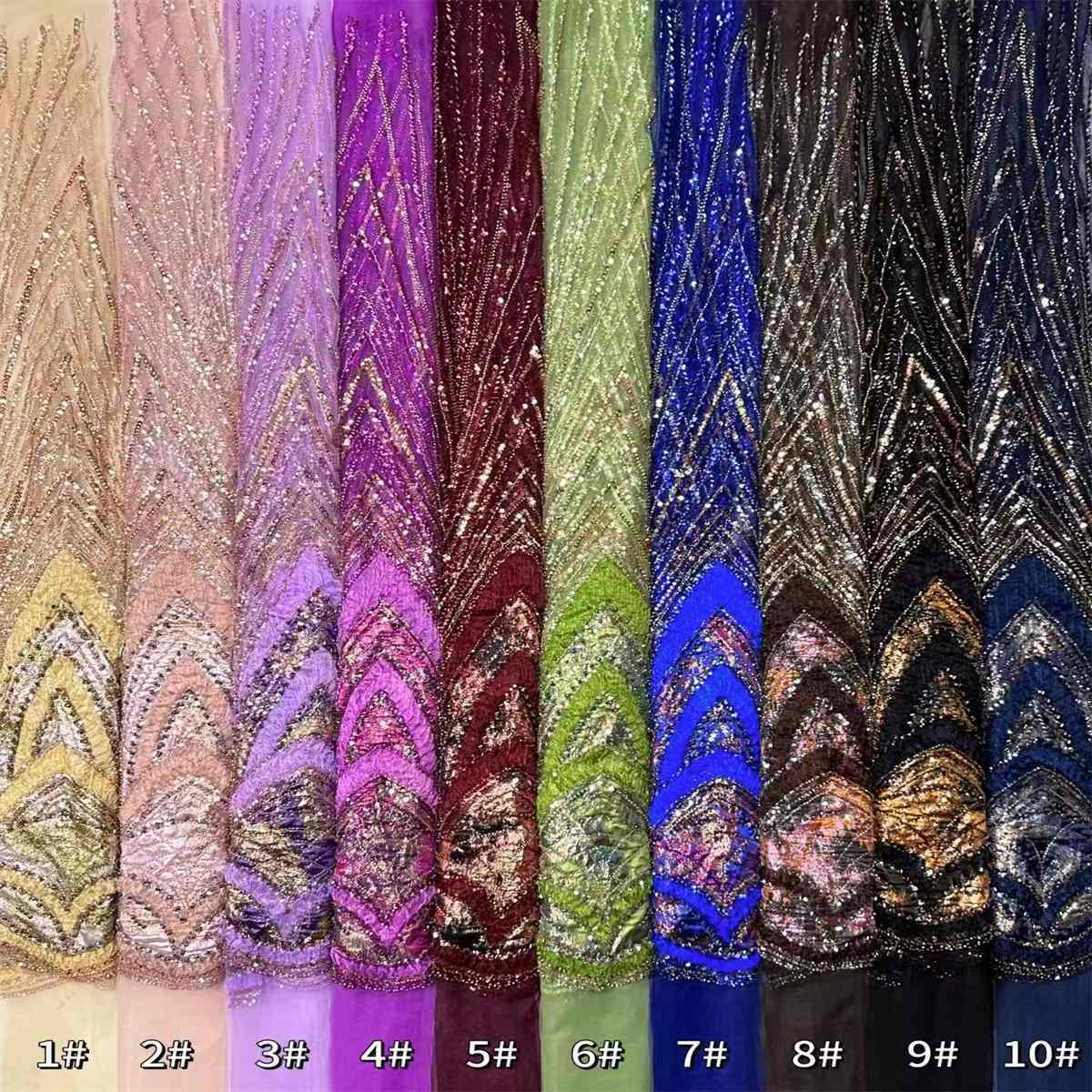 Embellished Beaded Tulle Lace Fabric with Beads | MPN HN397