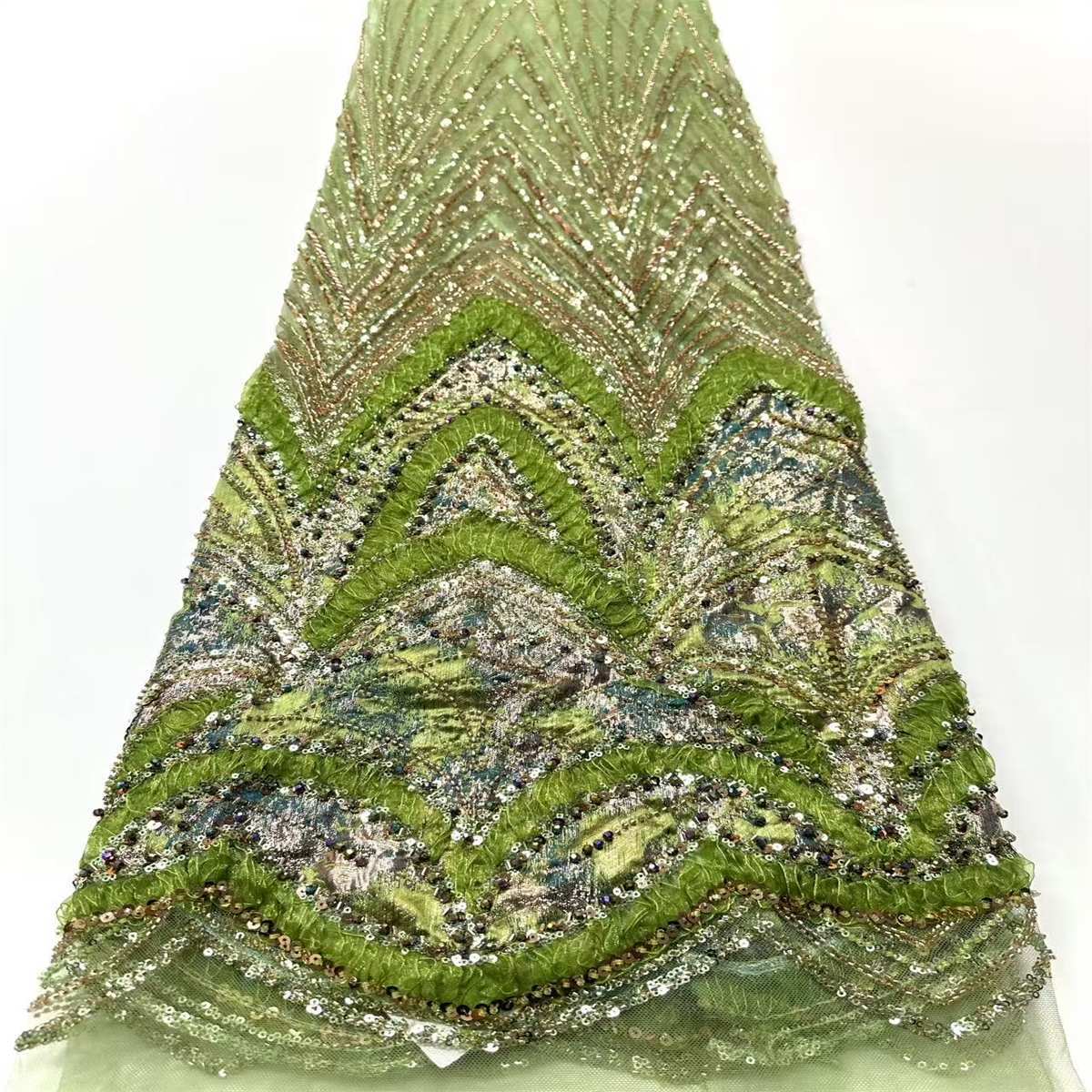 Embellished Beaded Tulle Lace Fabric with Beads | MPN HN397