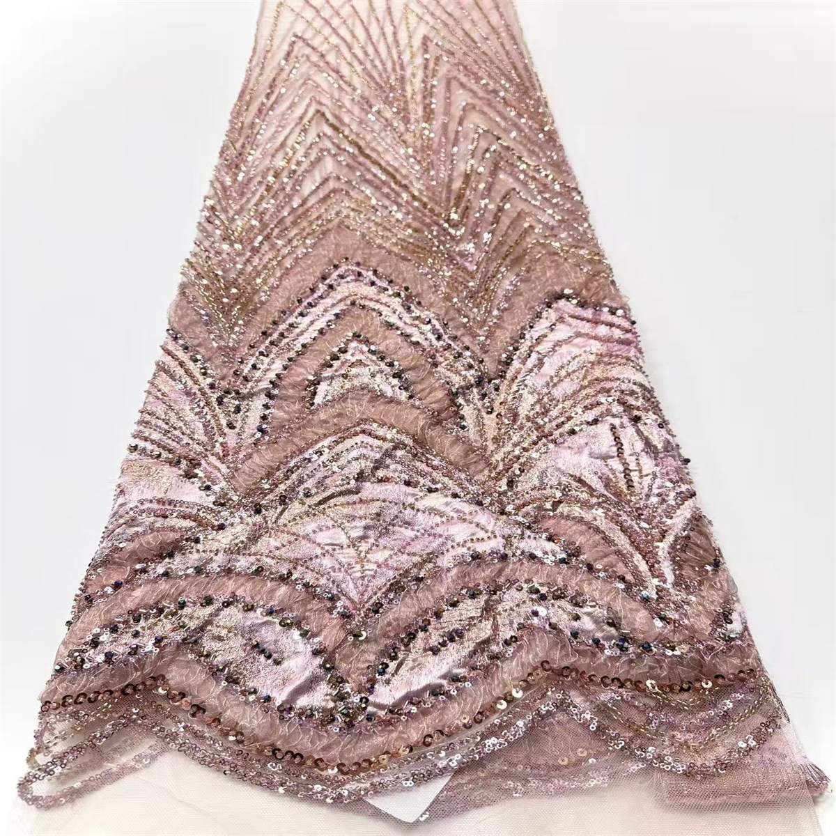 Embellished Beaded Tulle Lace Fabric with Beads | MPN HN397