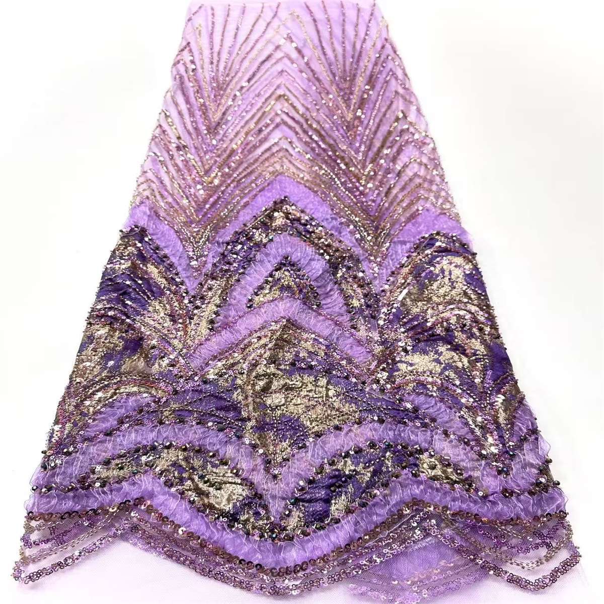 Embellished Beaded Tulle Lace Fabric with Beads | MPN HN397