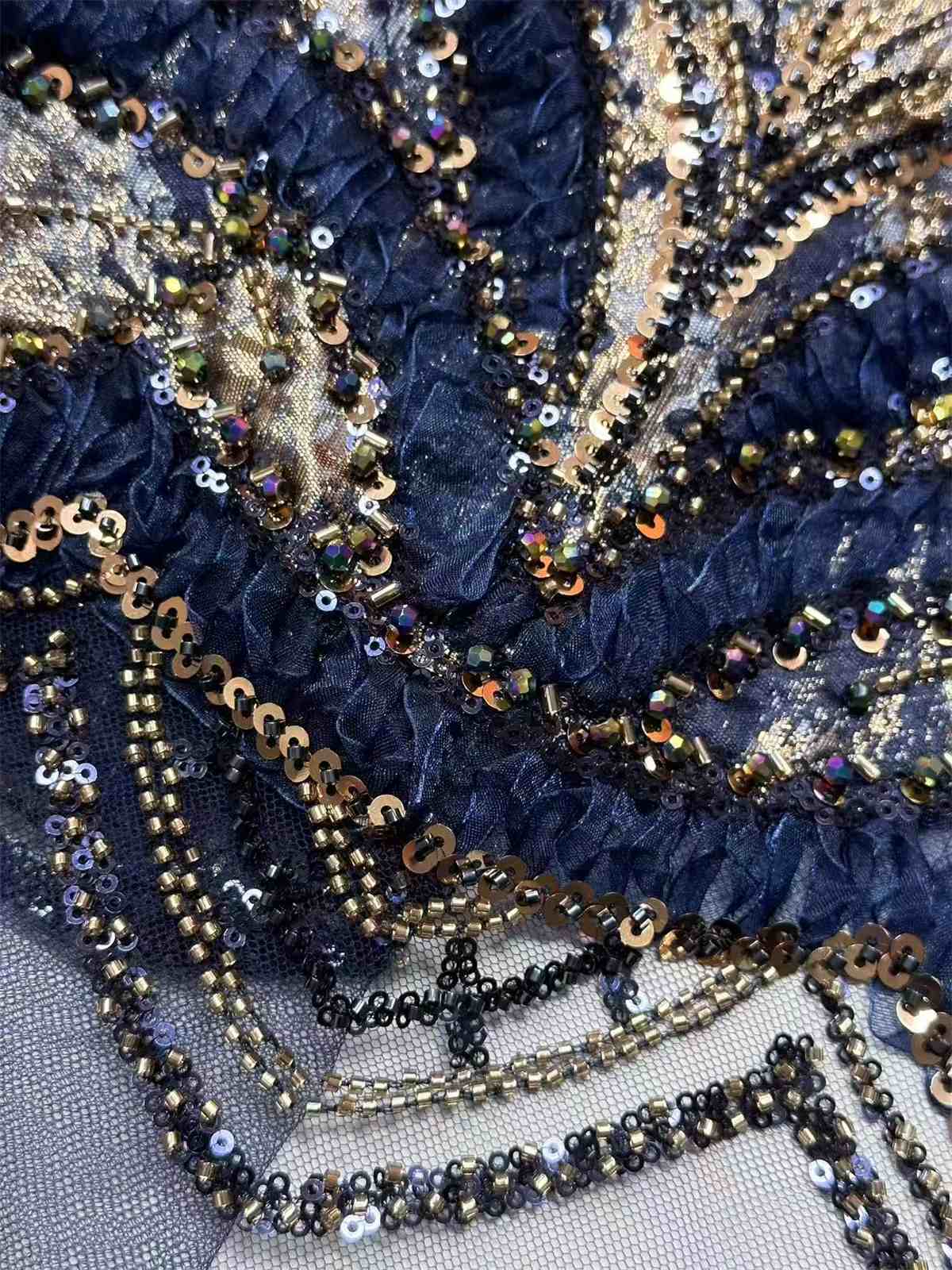 Embellished Beaded Tulle Lace Fabric with Beads | MPN HN397