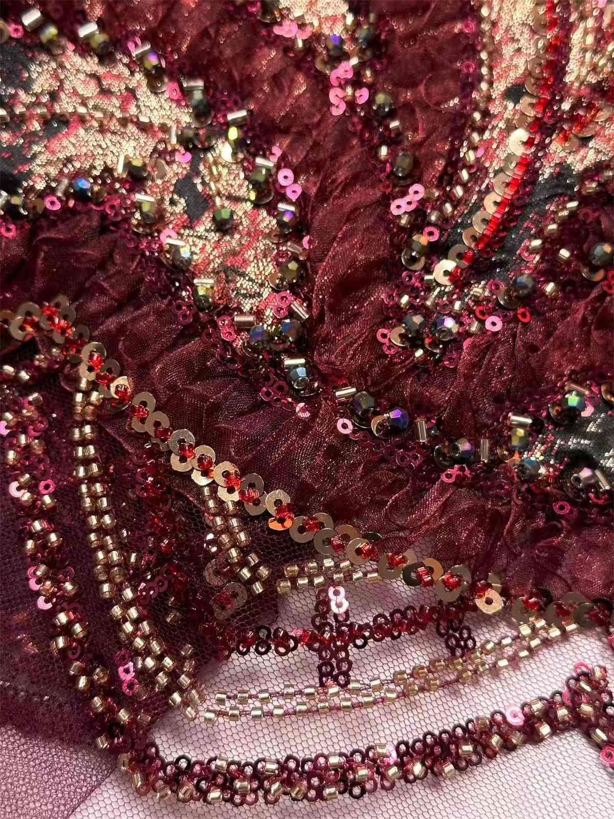 Embellished Beaded Tulle Lace Fabric with Beads | MPN HN397